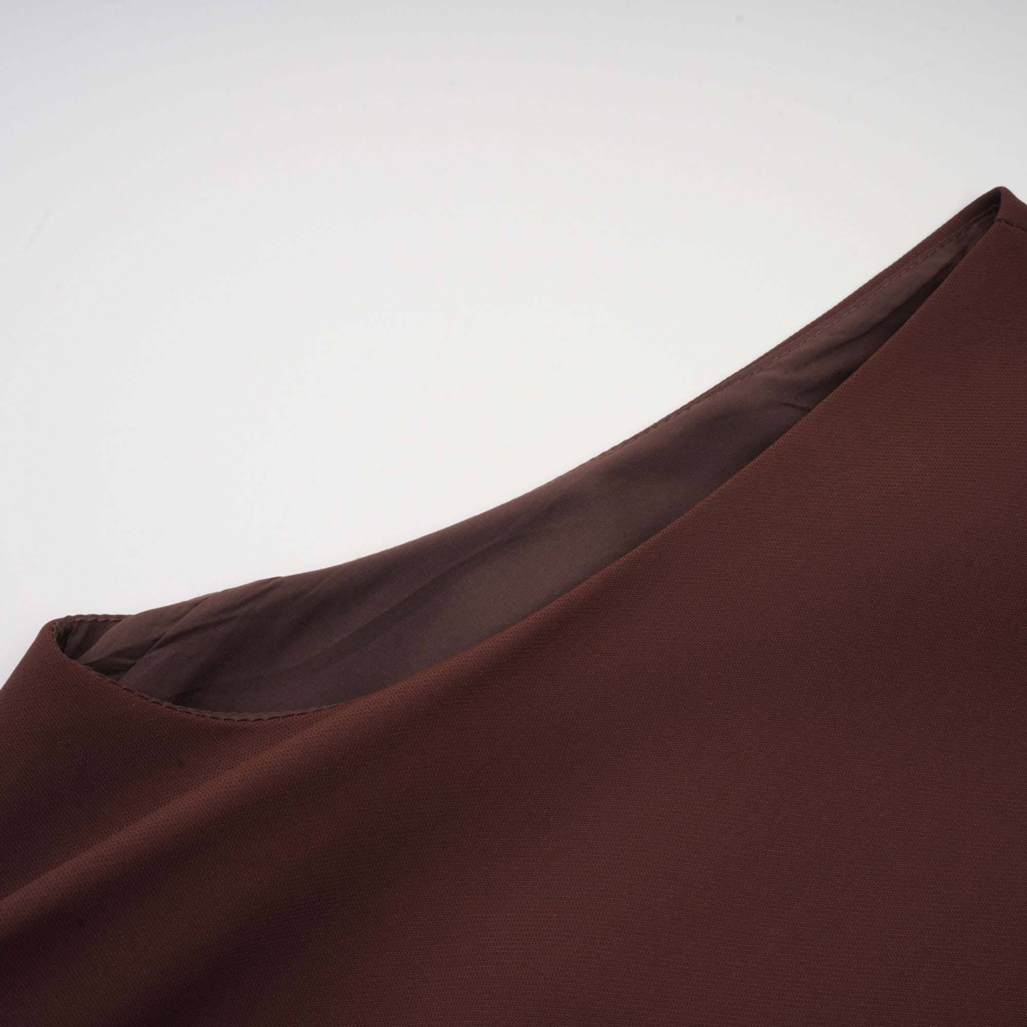 Dora brown asymmetric-neck puff mini dress