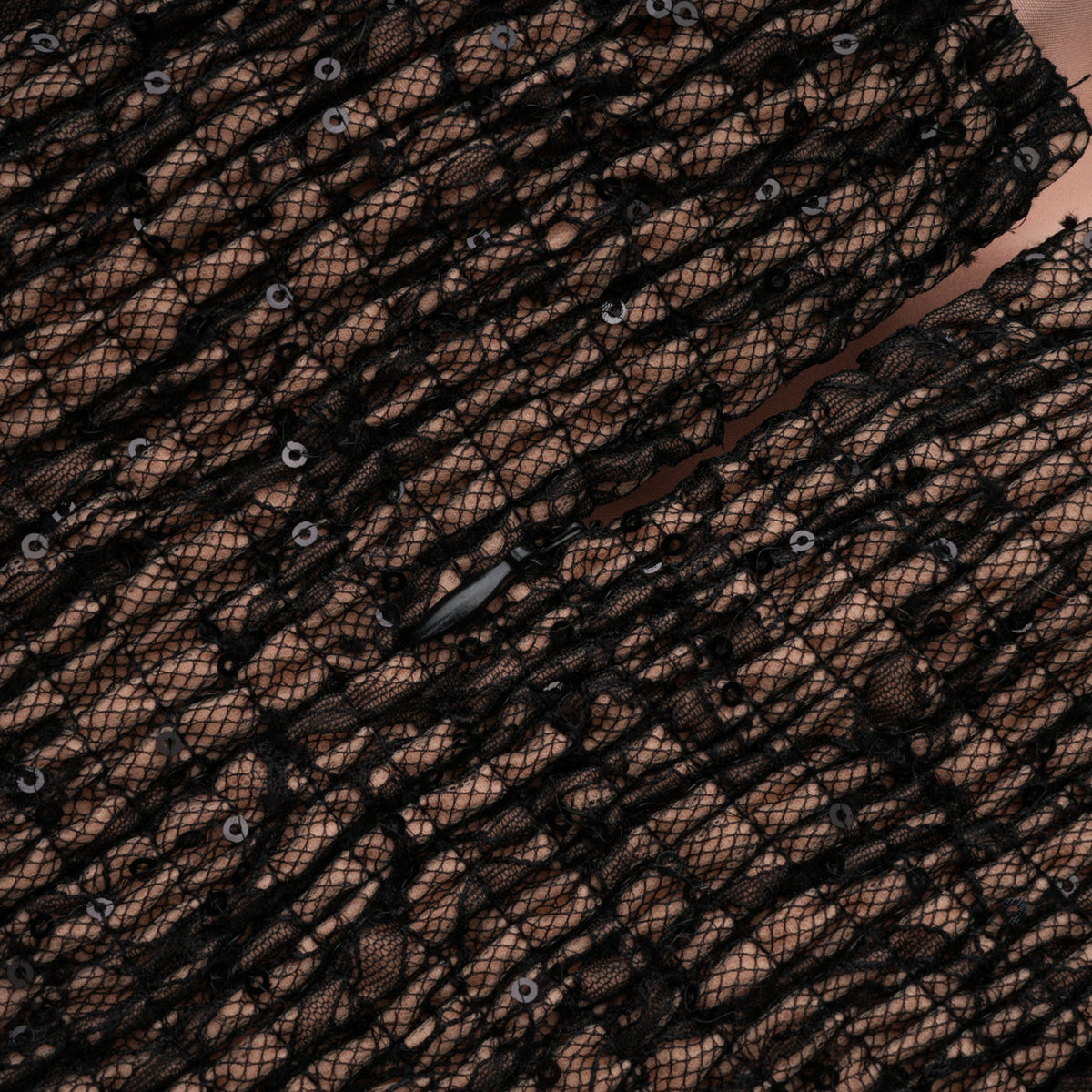 Velia Black Lace Glitter Tulle Maxi Gown
