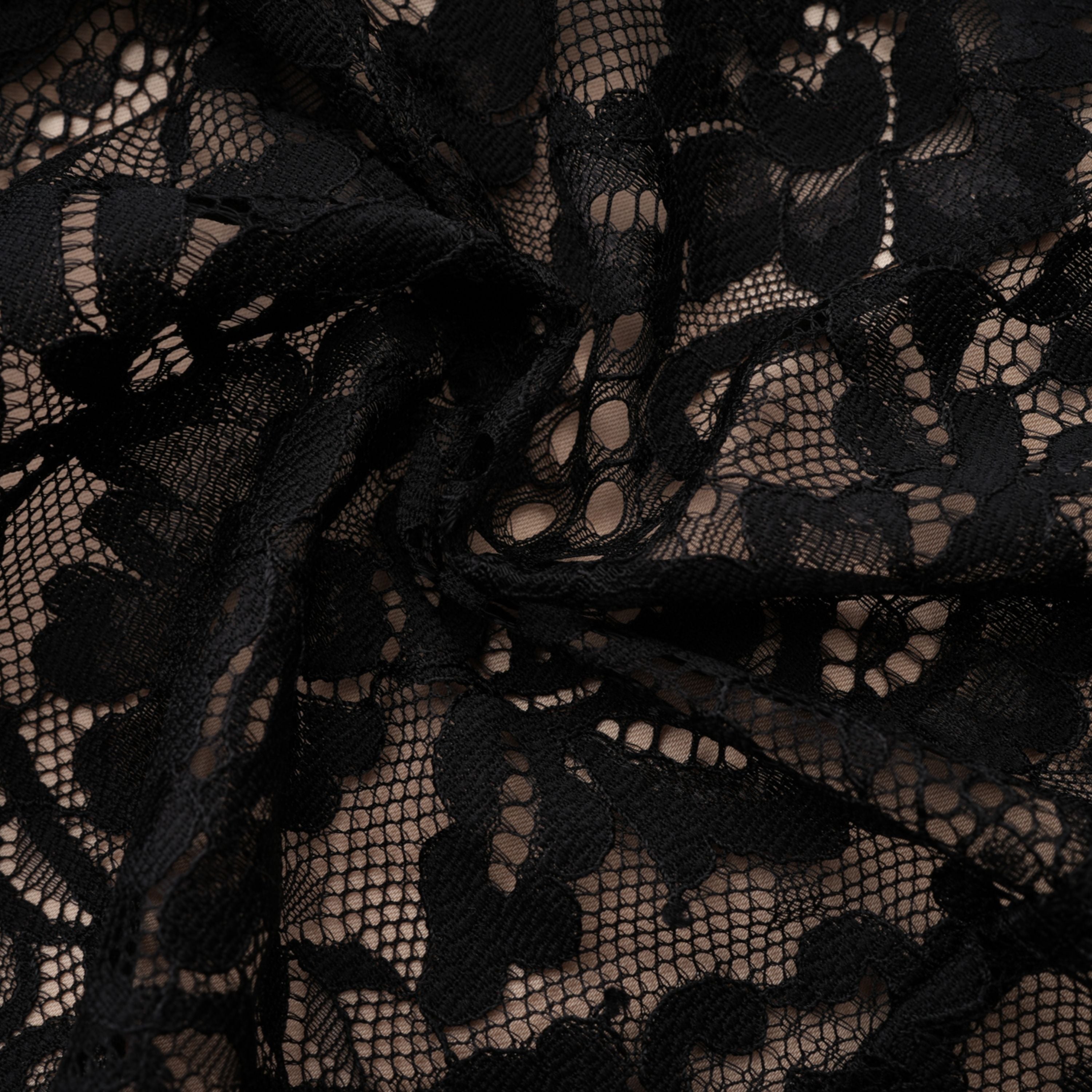Aleksandra Black Floral Lace Mini Dress (Final Sale-US Only)