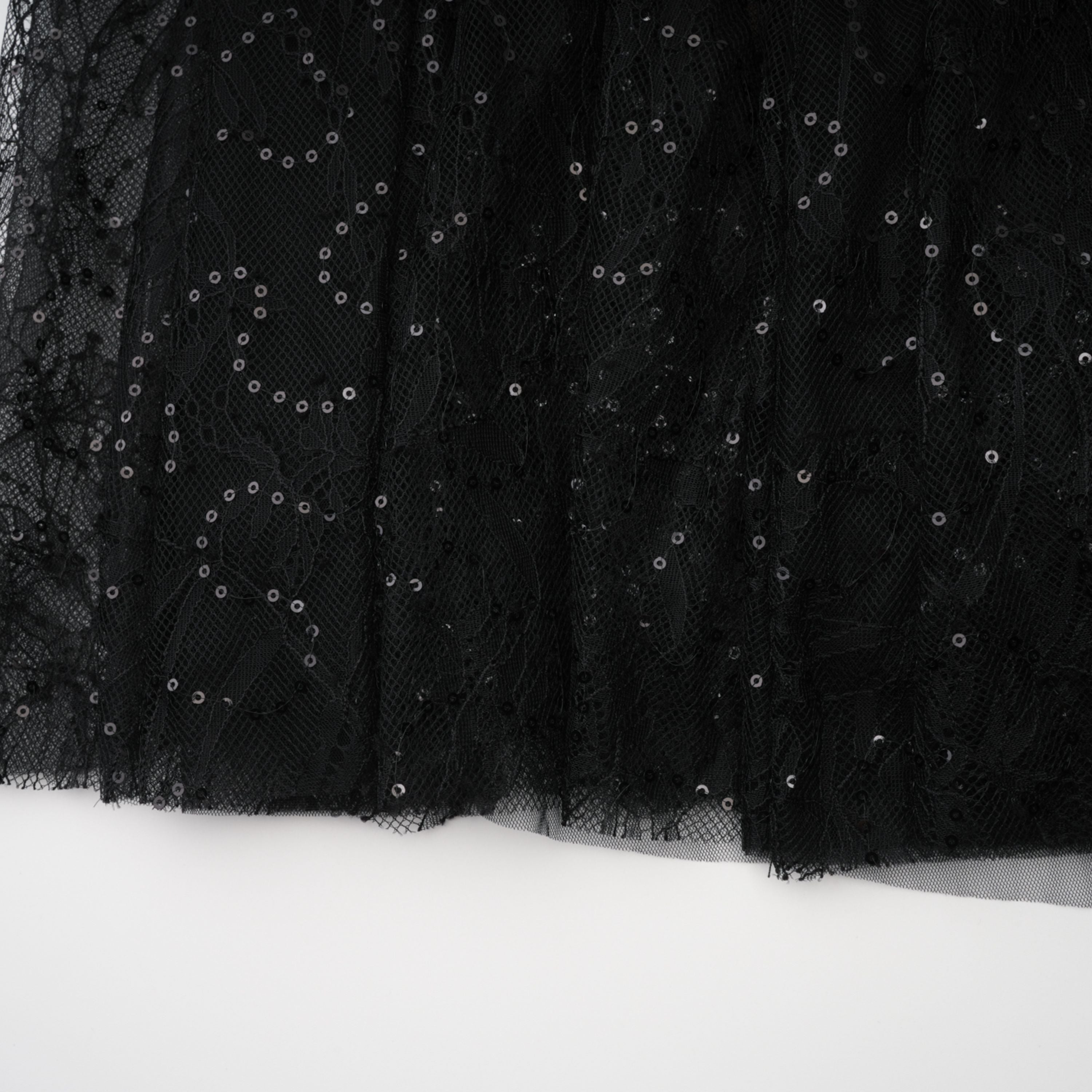 Velia Black Lace Glitter Tulle Maxi Gown