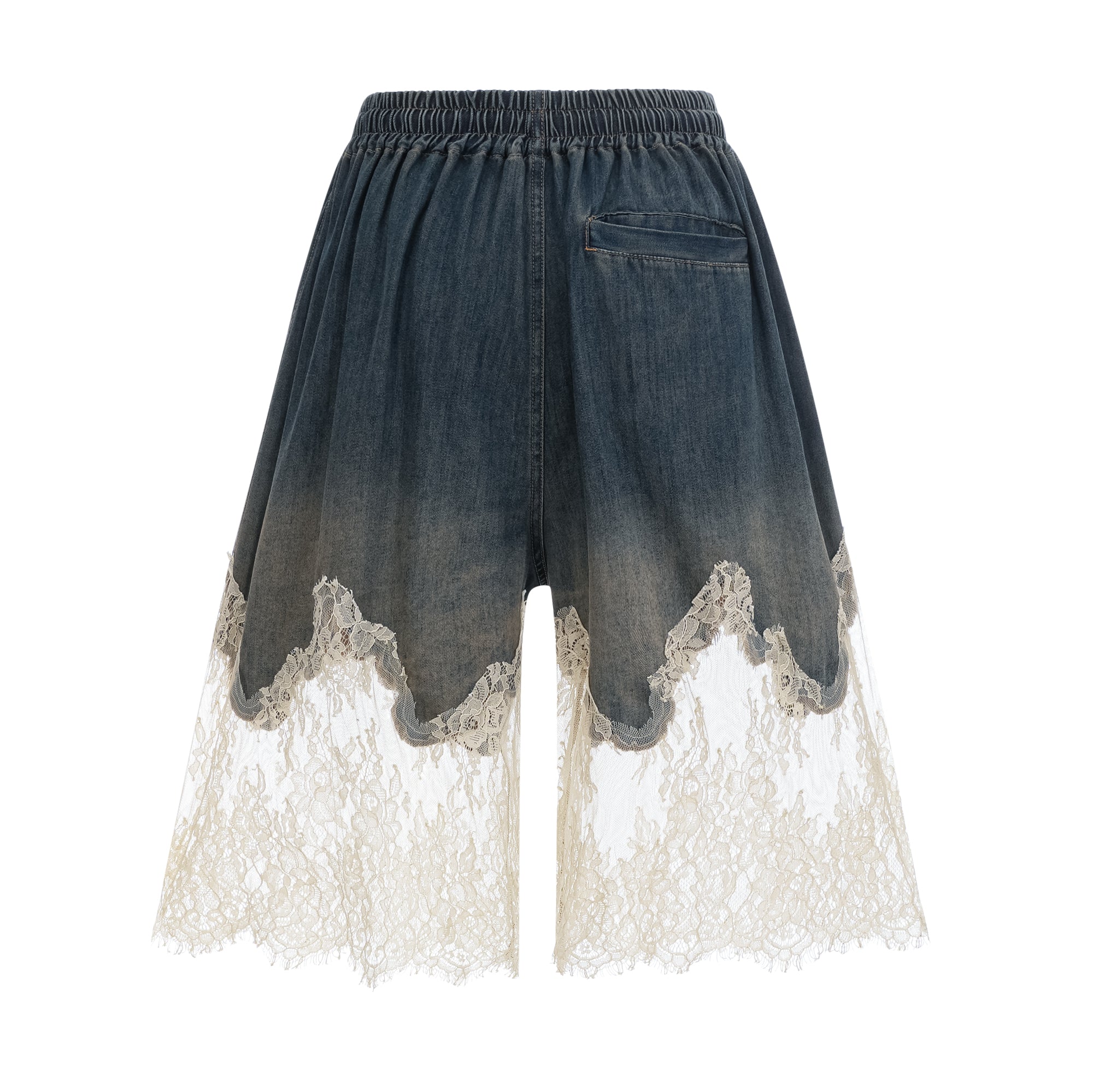 Sylvie lace-detail denim top & shorts matching set (Final Sale-US Only)