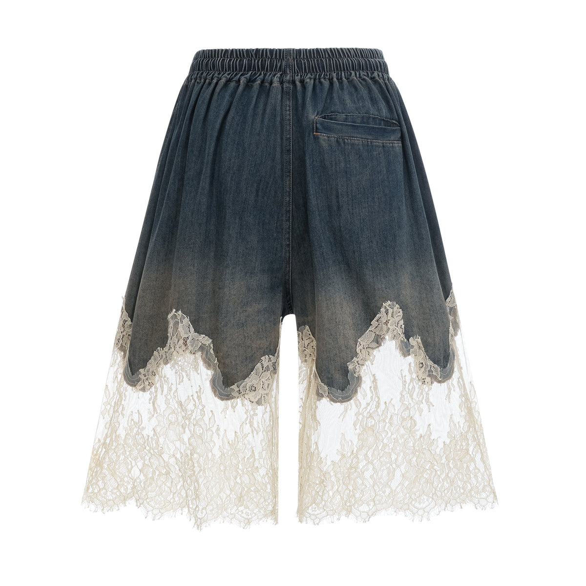 Sylvie lace-detail denim top & shorts matching set (Final Sale-US Only)