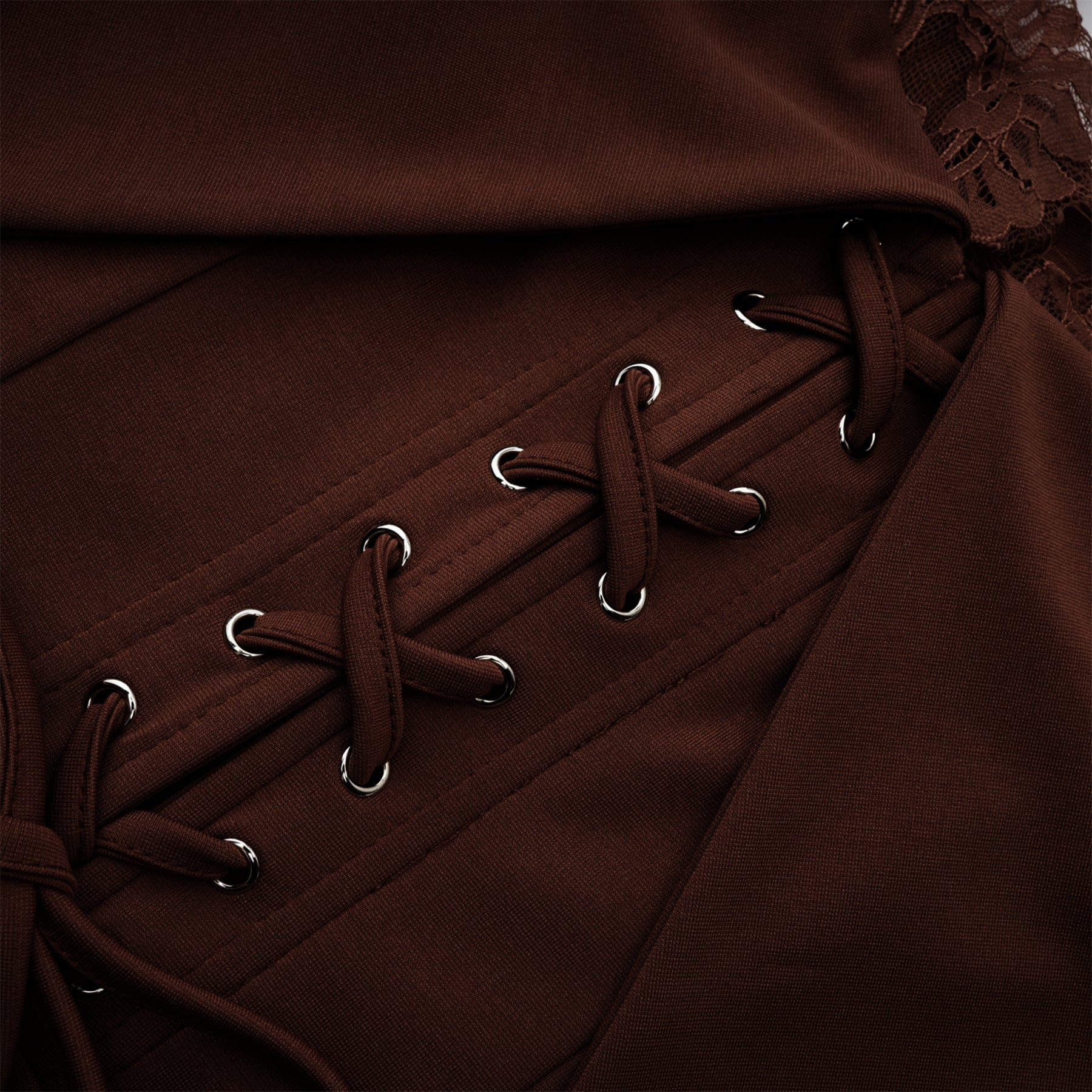 Georgiana Brown Lace Panel Flared Maxi Gown (Final Sale-US Only)