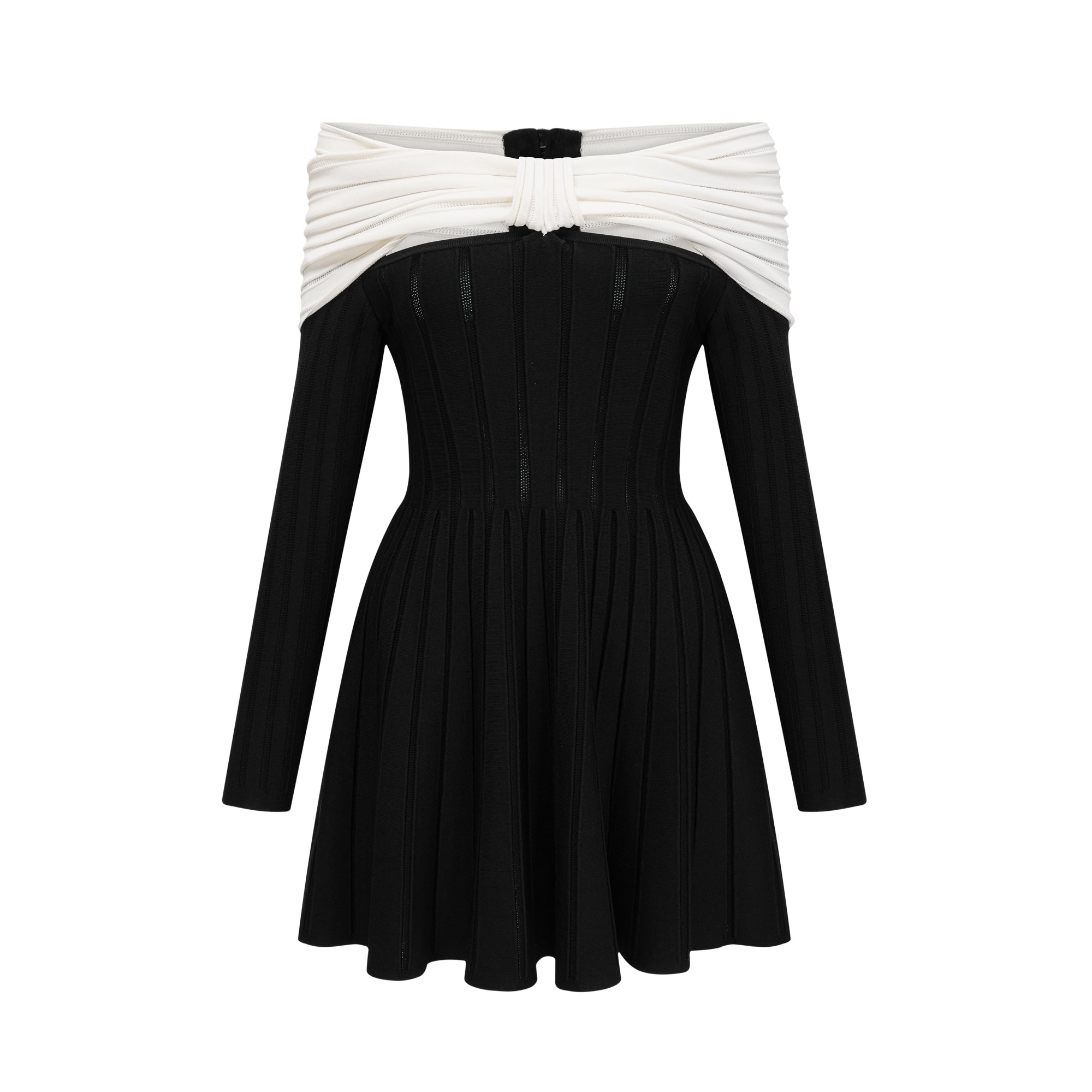 Justine black off-shoulder bow knit mini dress (Final Sale-US Only)