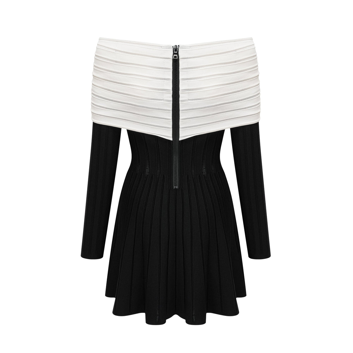 Justine black off-shoulder bow knit mini dress (Final Sale)