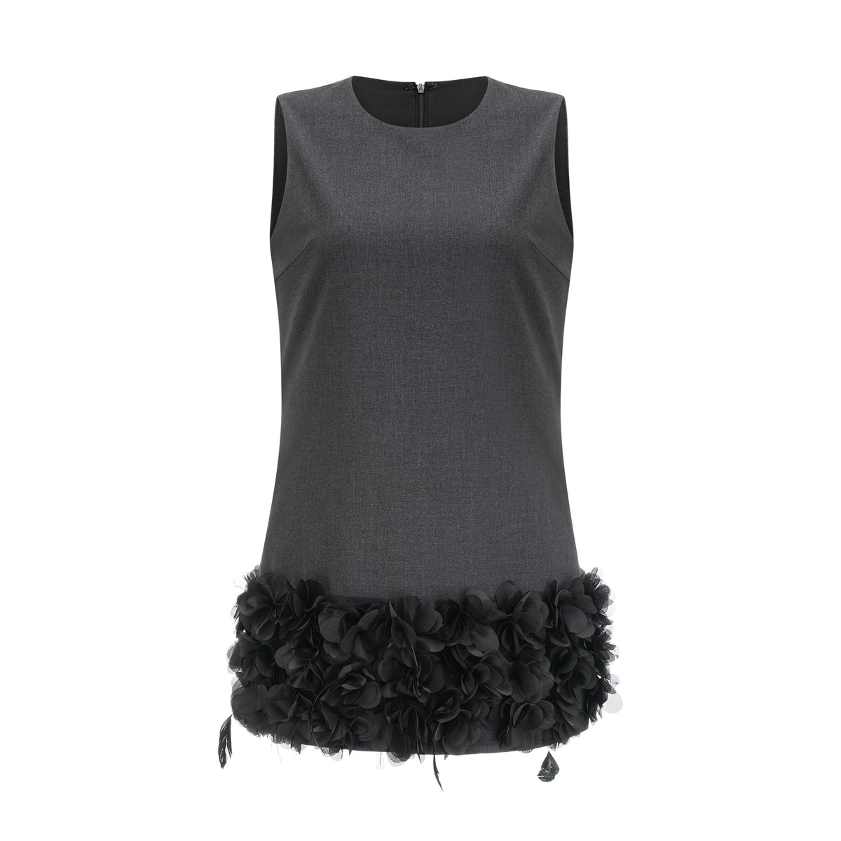 Marianne petal-trim wool mini dress - Black