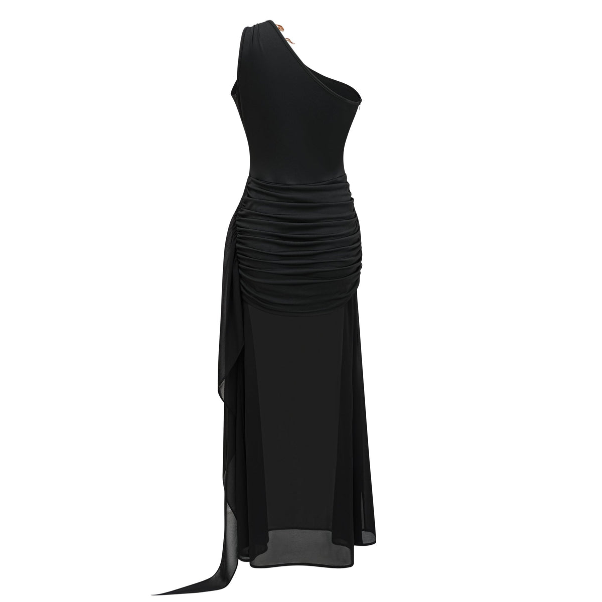 Tiziana Black One Shoulder Cut Out Maxi Dress