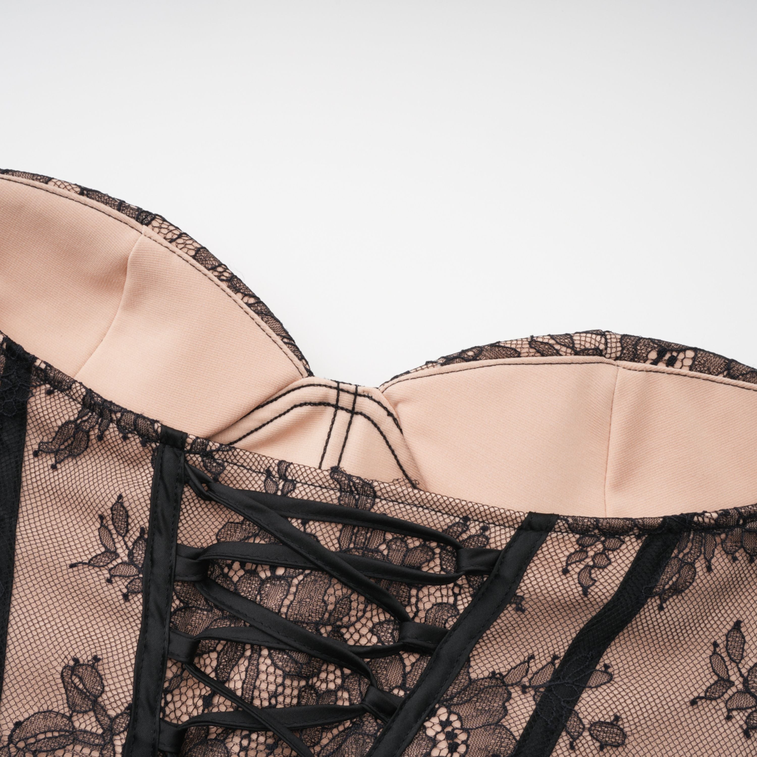 Urszula Black Floral Lace Corset Maxi Dress