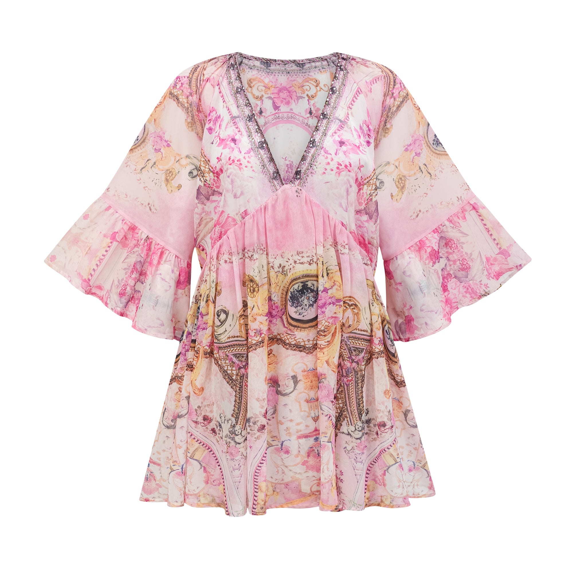 Camille pattern-print flared mini dress (US Only)
