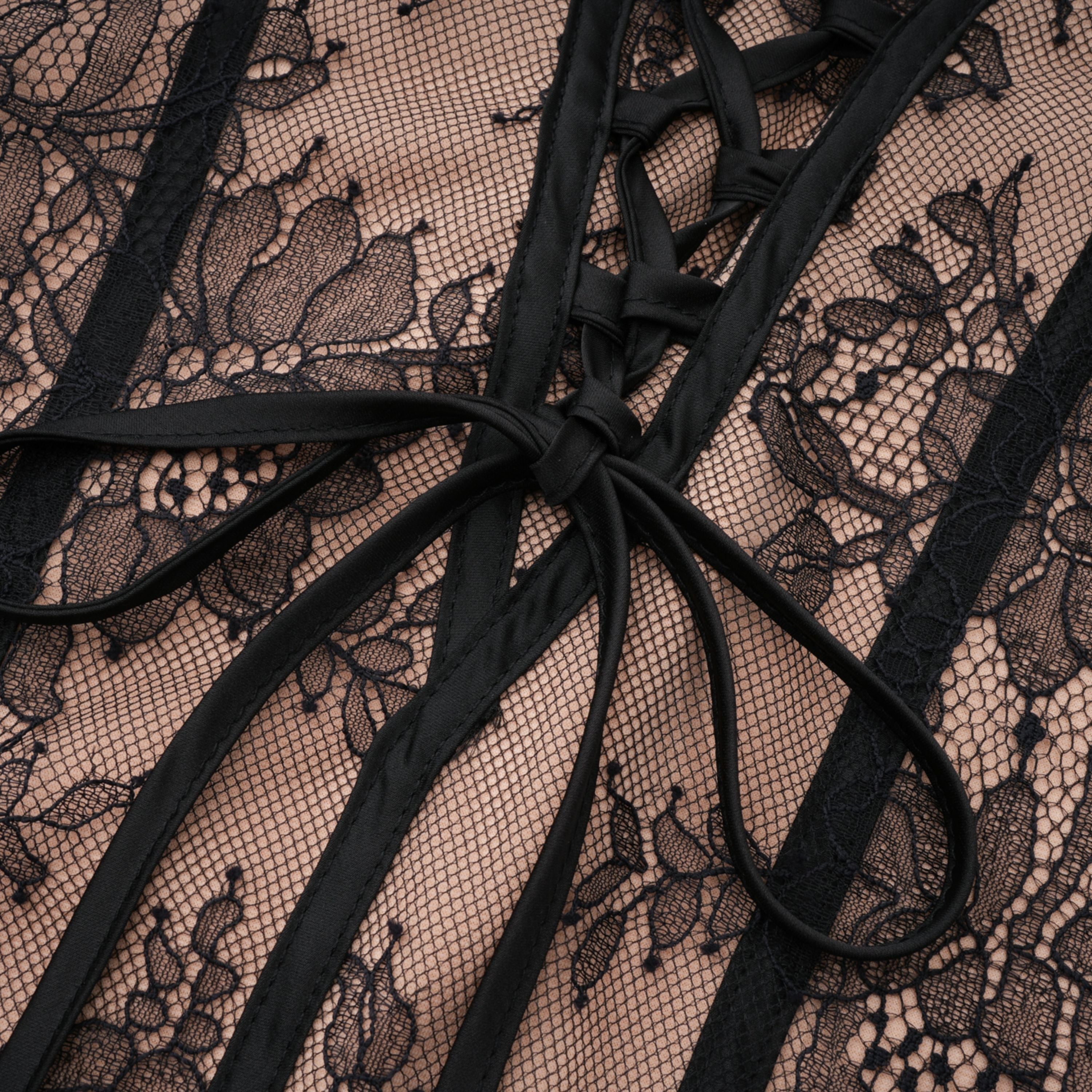 Urszula Black Floral Lace Corset Maxi Dress