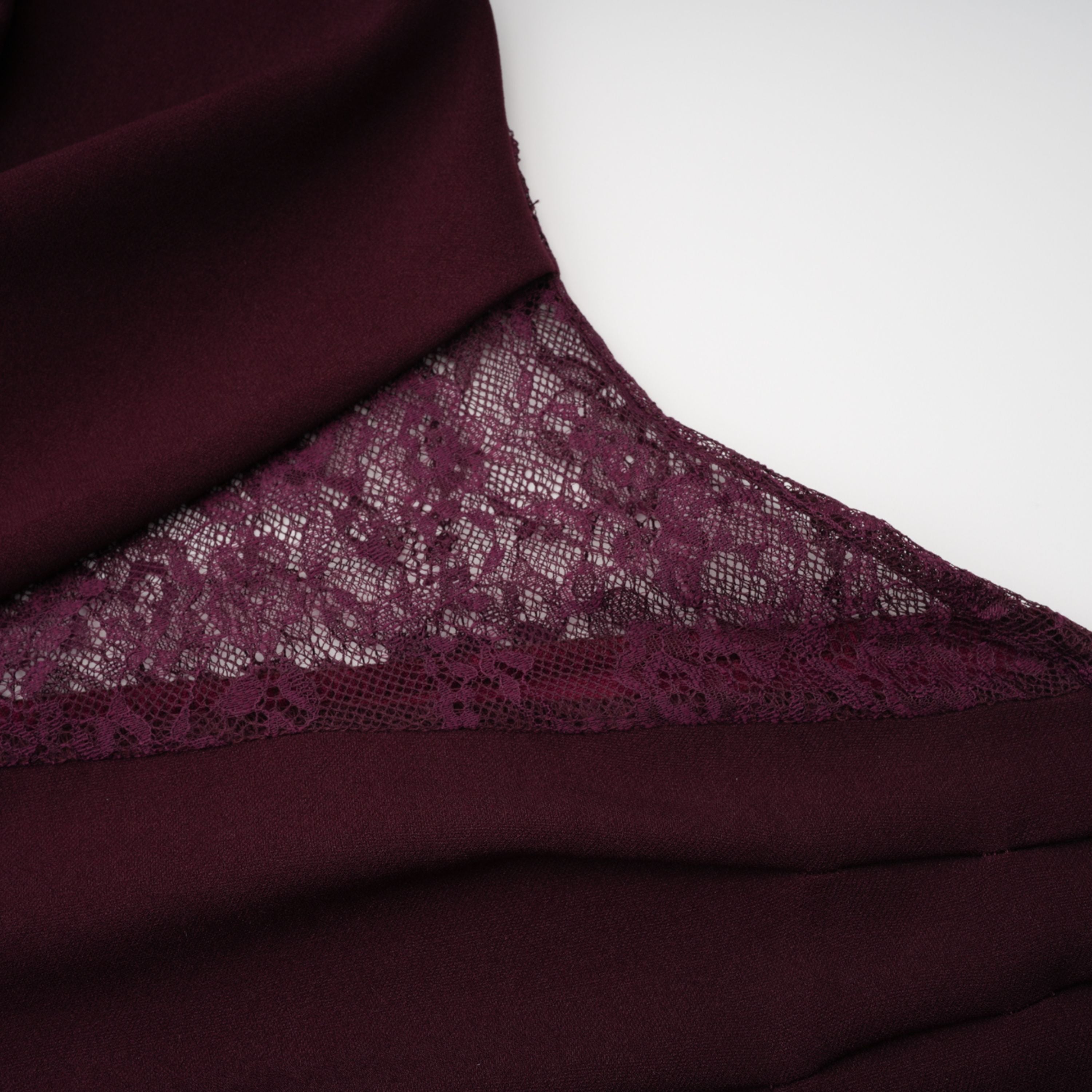 Gioconda Burgundy Halterneck Lace Panel Maxi Dress (Final Sale-US Only)