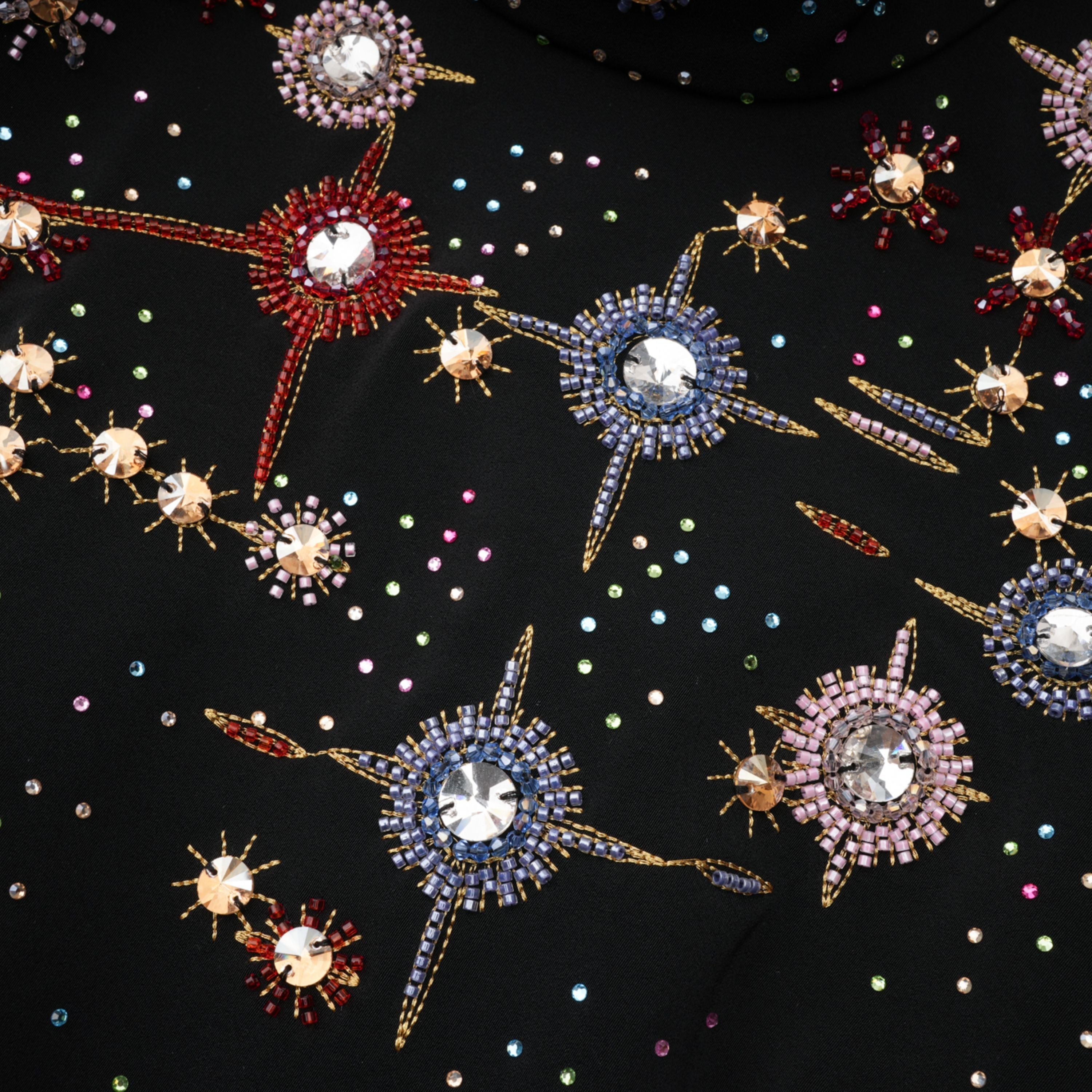 Rosaria Black Embellished Constellation Mini Dress