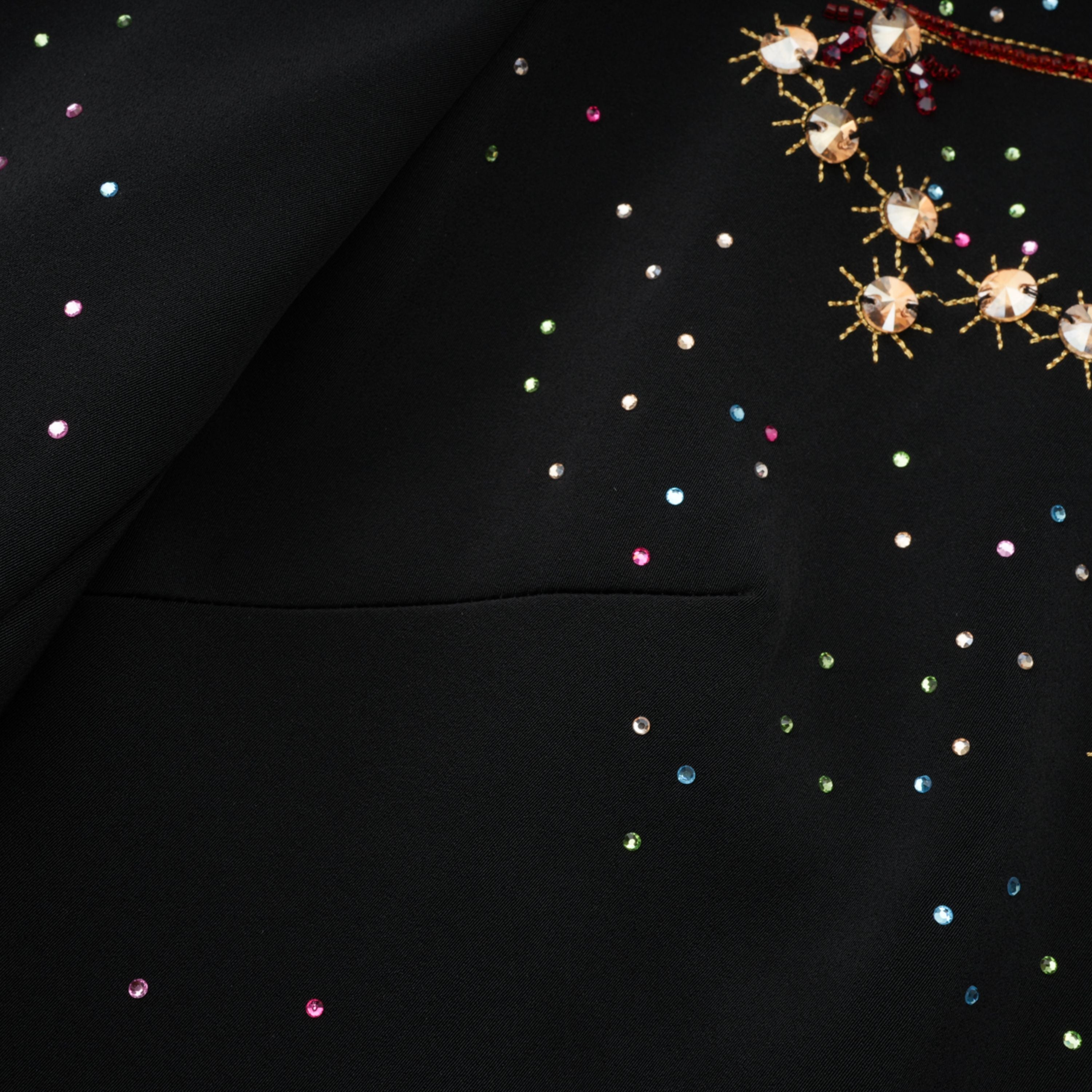 Rosaria Black Embellished Constellation Mini Dress