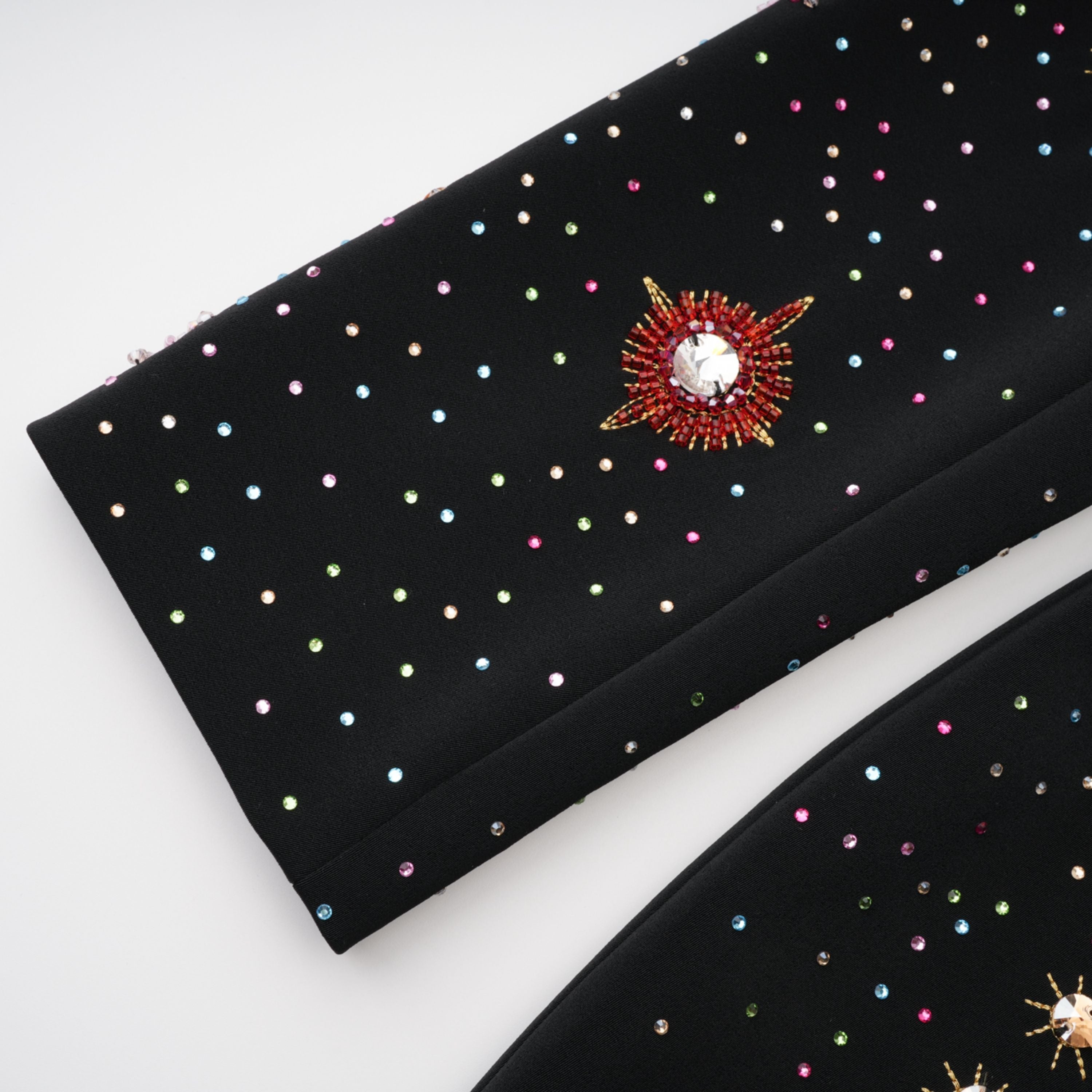 Rosaria Black Embellished Constellation Mini Dress