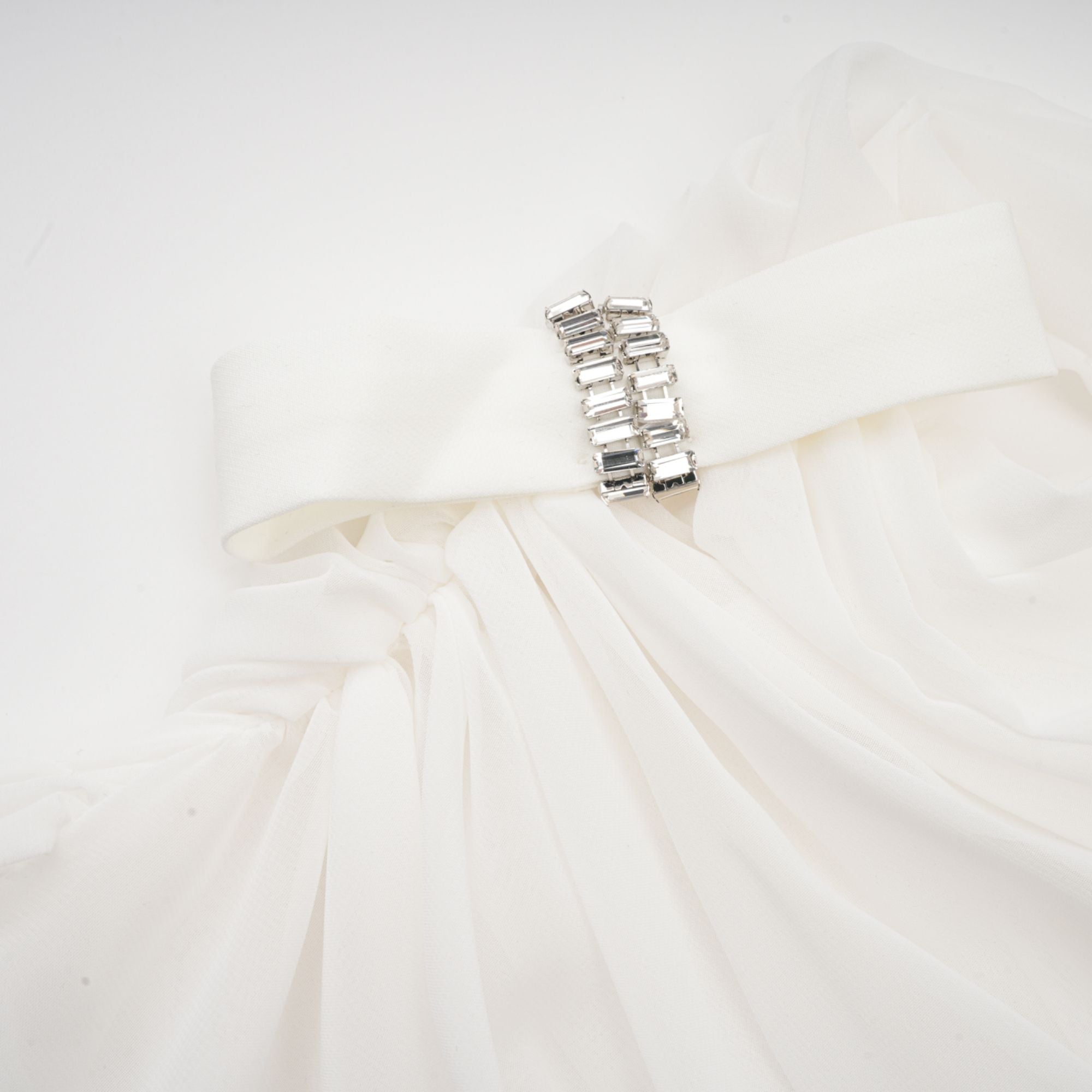 Andrea asymmetrical tulle blouse & skirt matching set in White