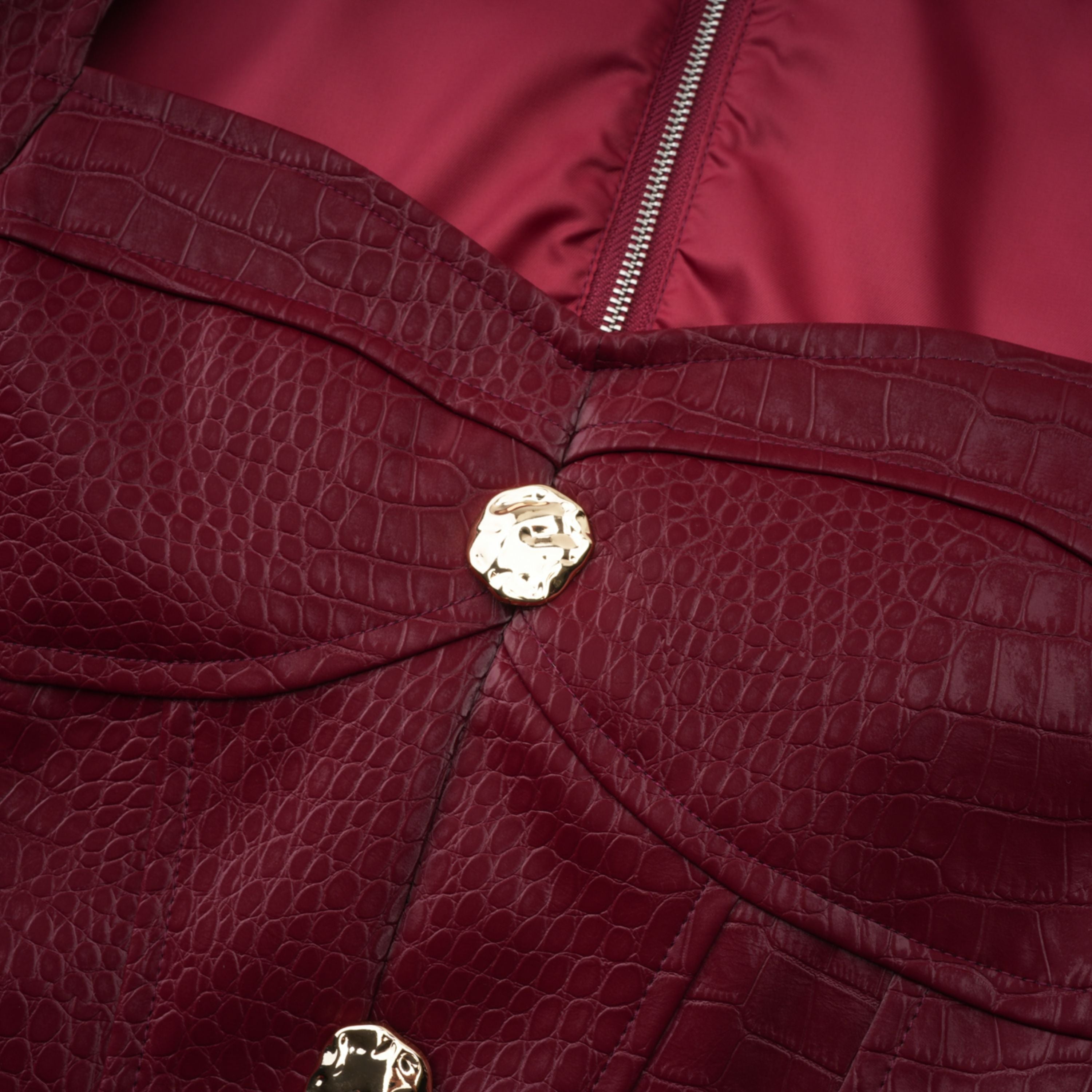 Frankie Red Leather Mini Dress with Decorative Buttons (Final Sale-US Only)