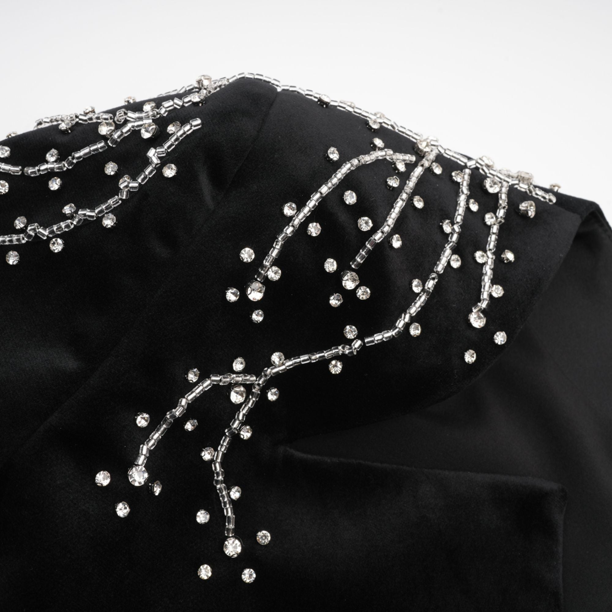 Émilie black crystal-embellished velvet mini dress
