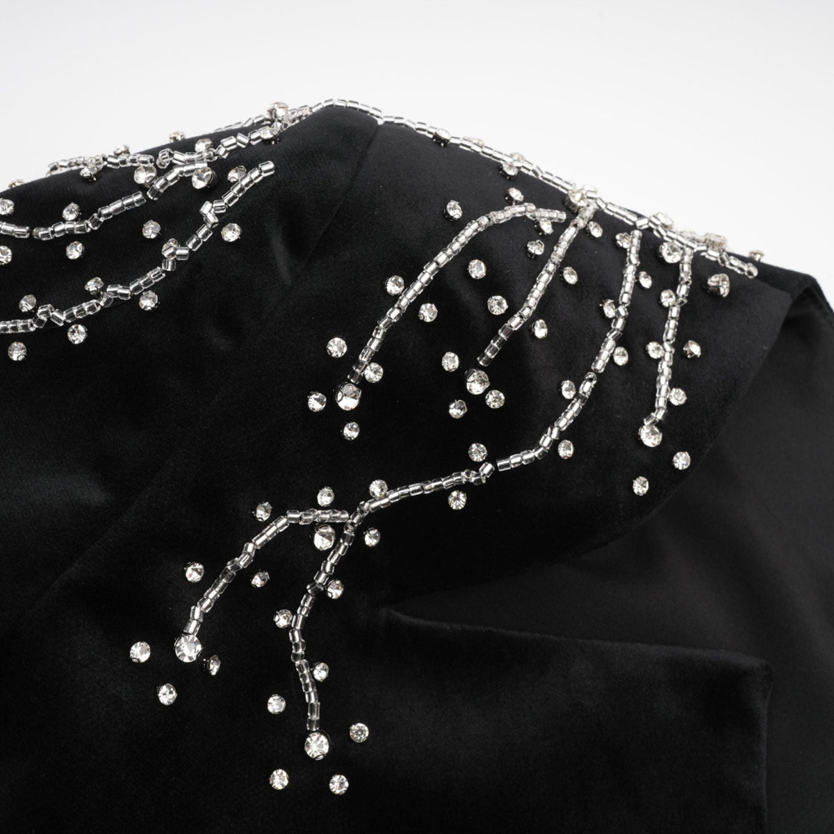 Émilie black crystal-embellished velvet mini dress