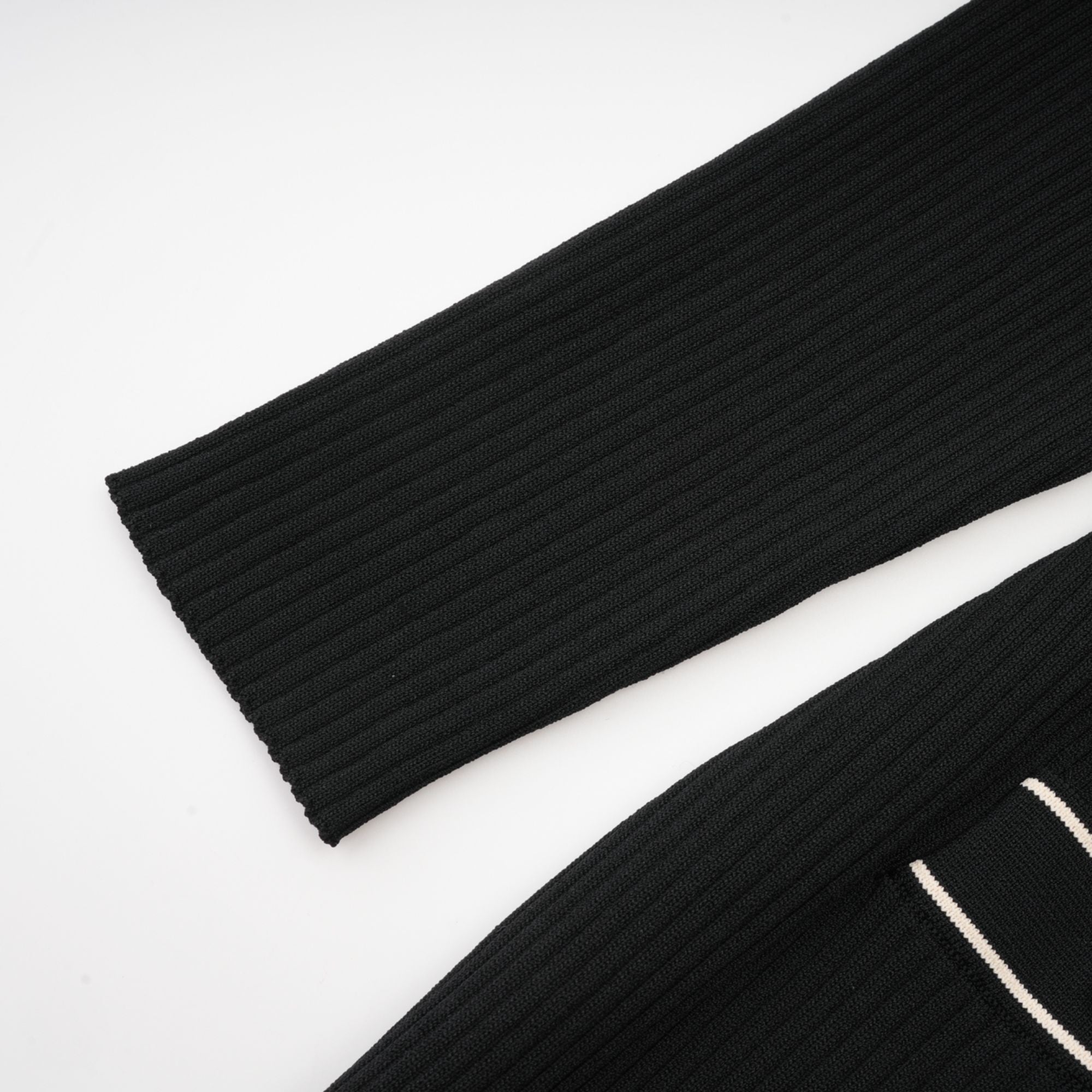 Nadège black ruffled-neck knitted midi dress - Black