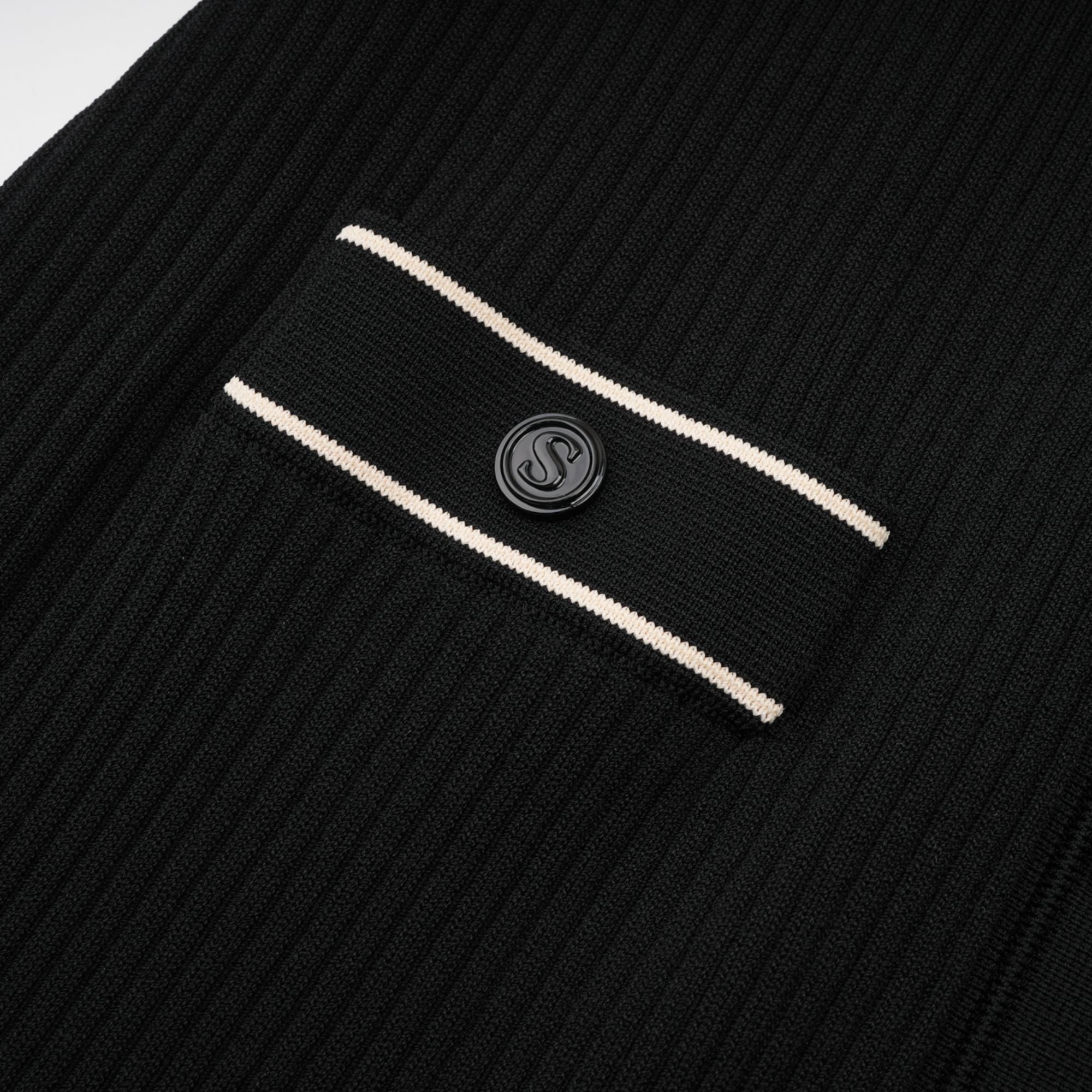 Nadège black ruffled-neck knitted midi dress - Black