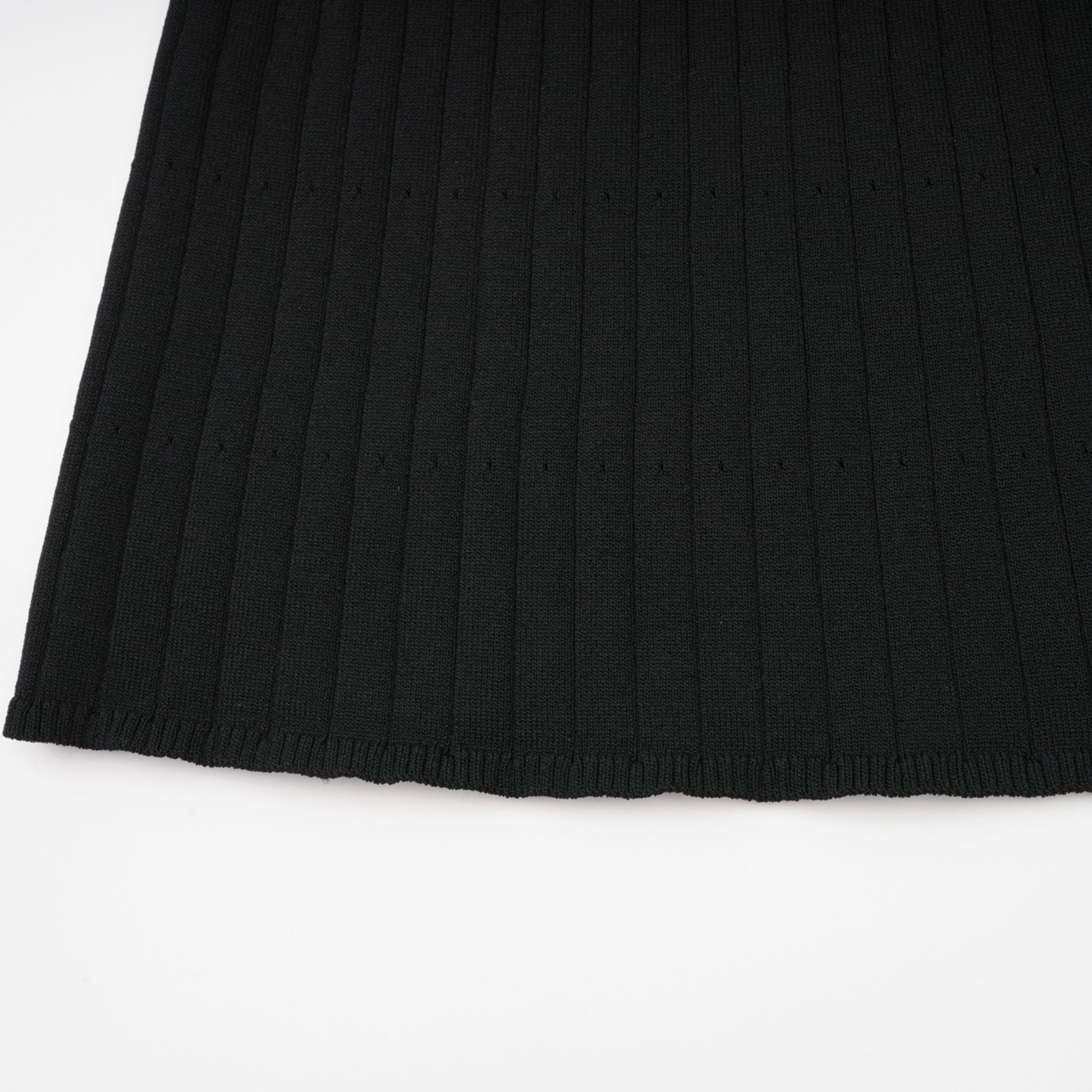 Nadège black ruffled-neck knitted midi dress - Black