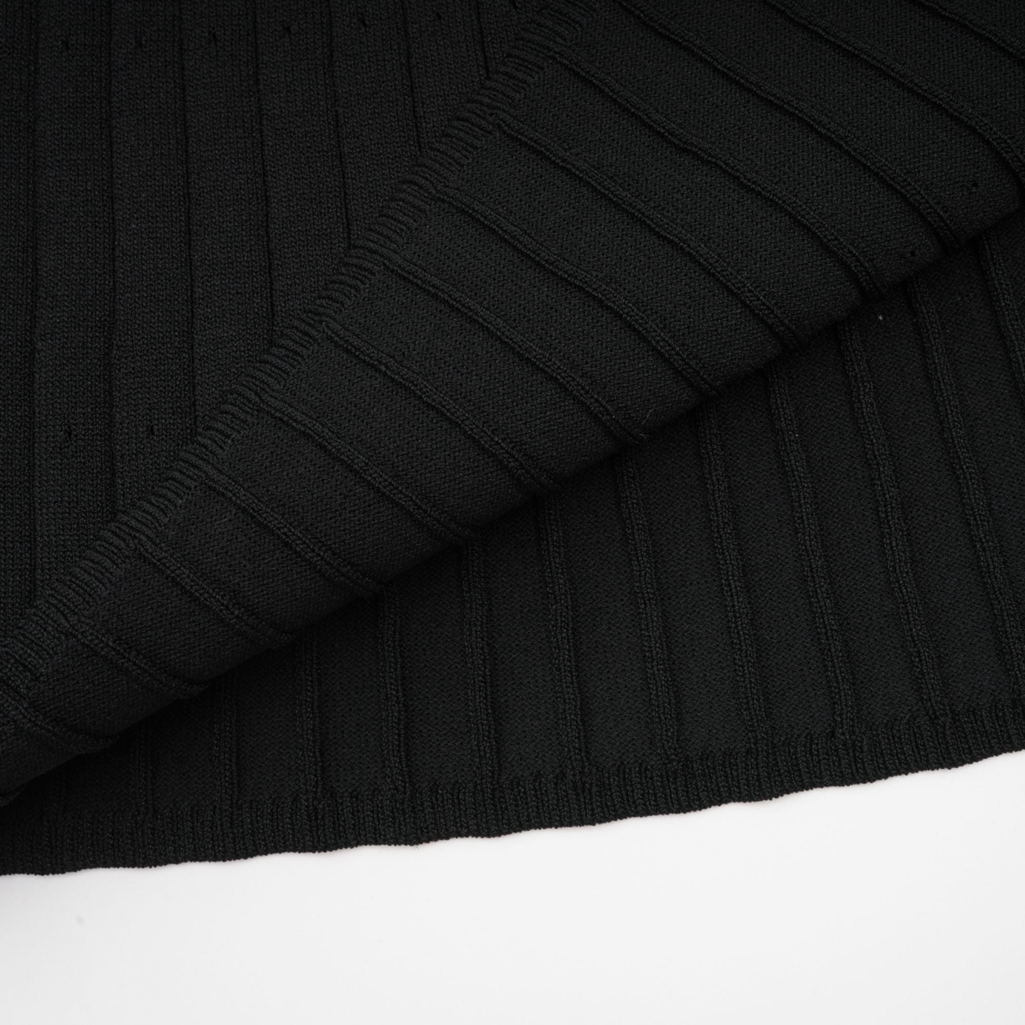 Nadège black ruffled-neck knitted midi dress - Black