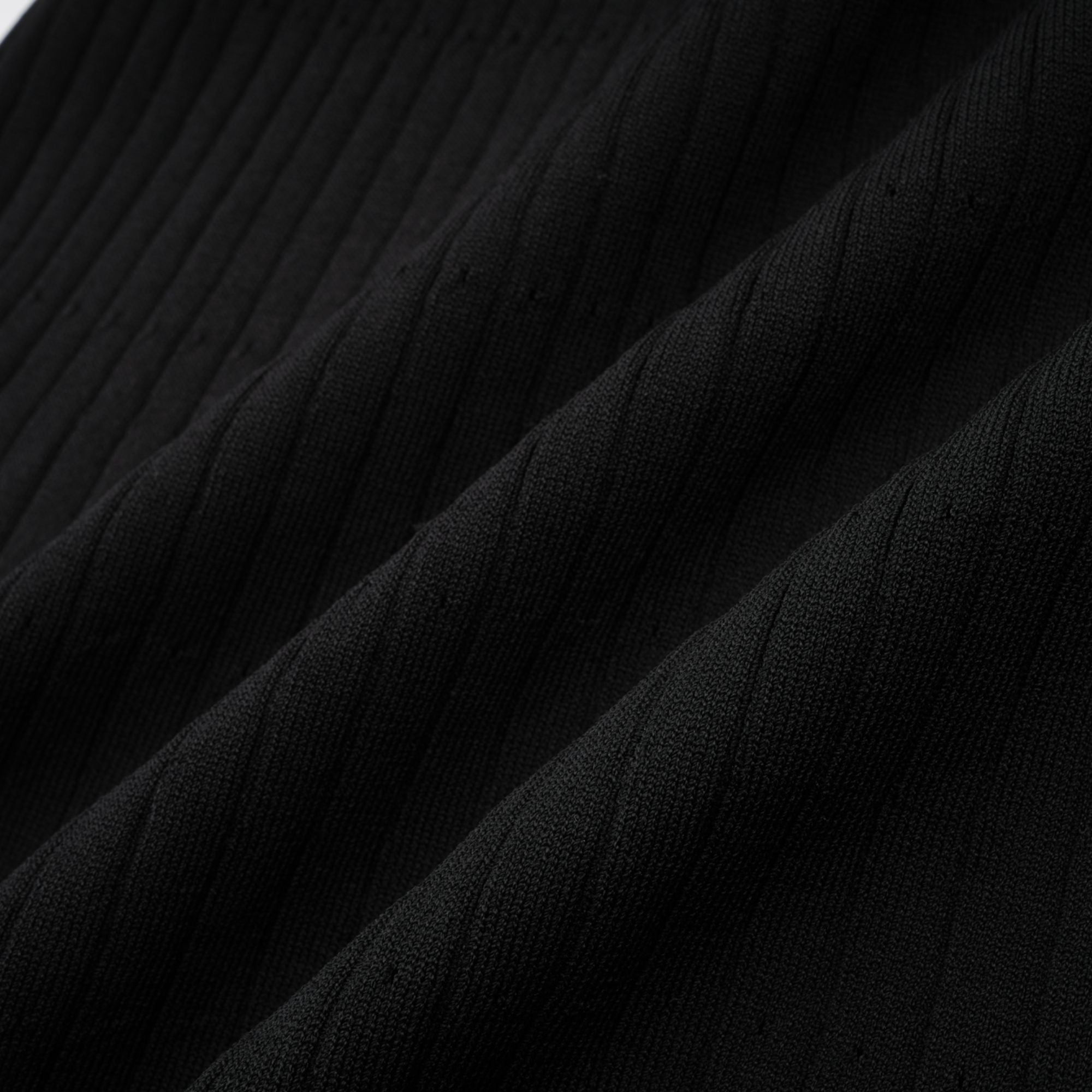 Nadège black ruffled-neck knitted midi dress - Black