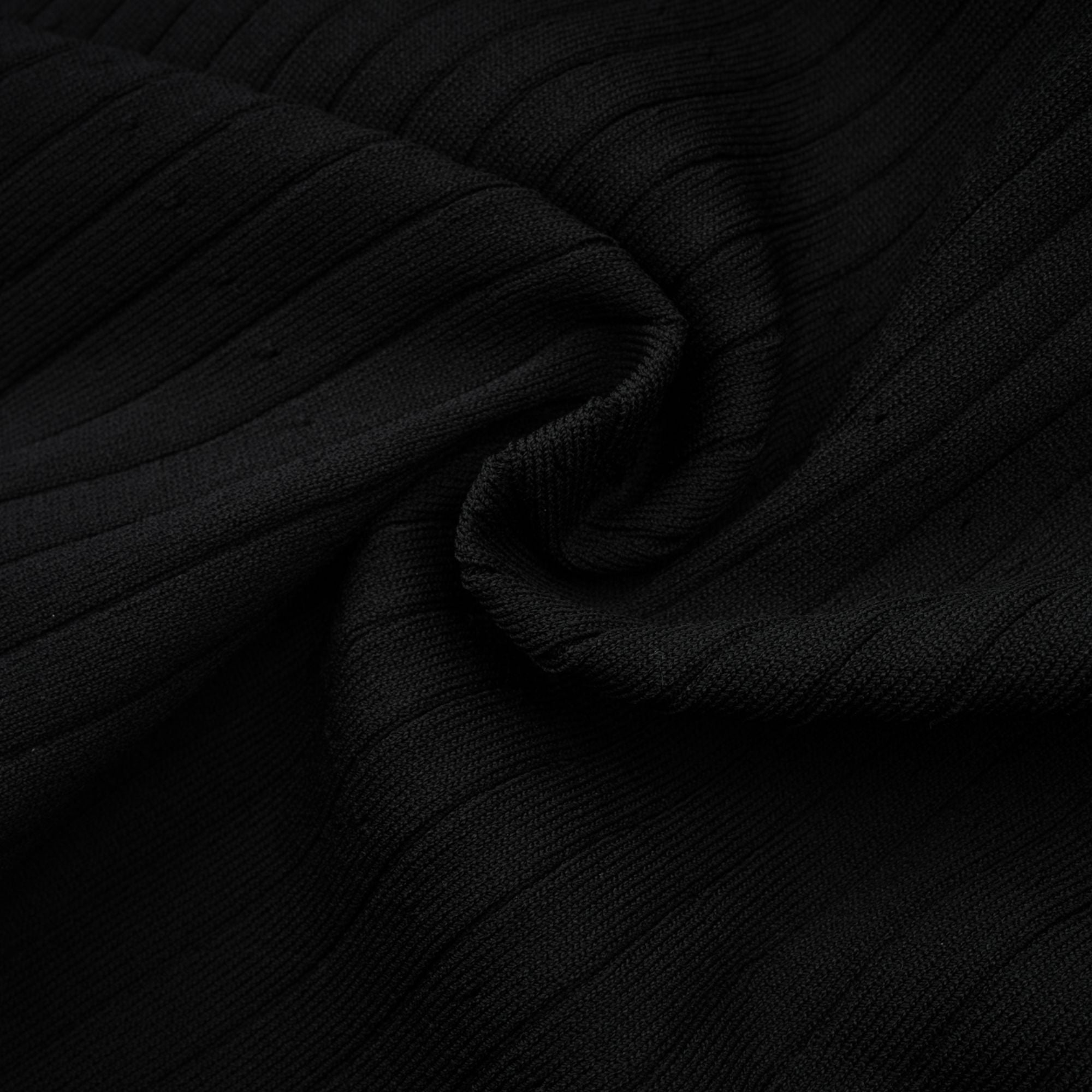 Nadège black ruffled-neck knitted midi dress - Black