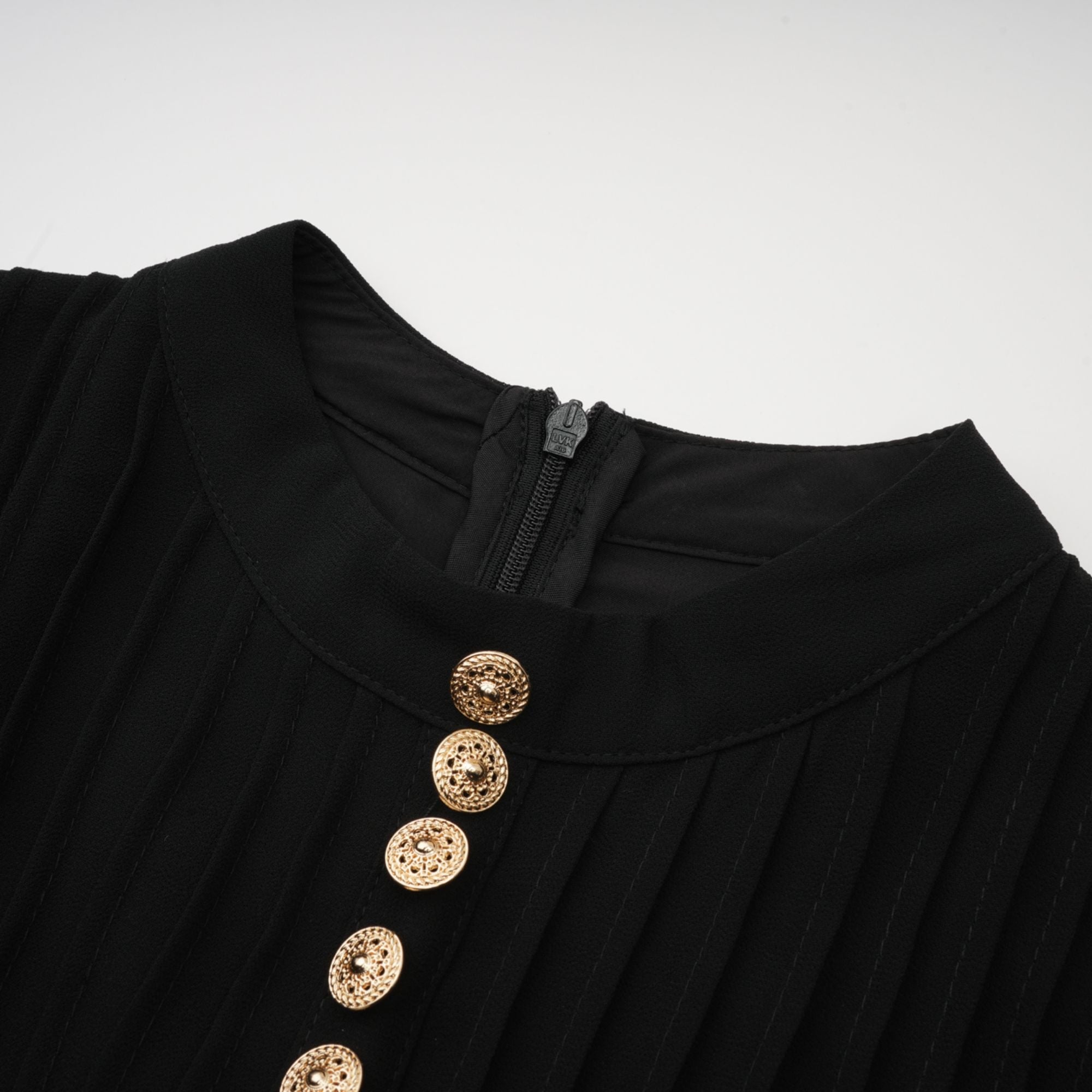 Viviane black pleated button-front midi dress (Final Sale-US Only)