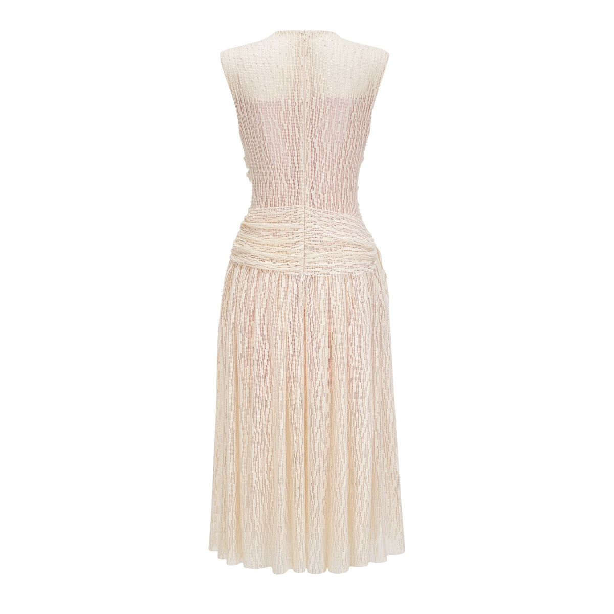 Cynthia Neutrals 3D Petal Textured Midi Dress (Final Sale-US Only)