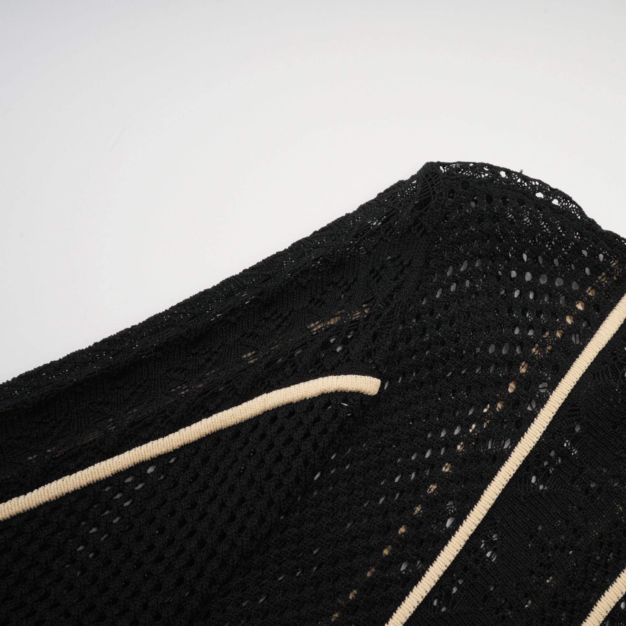 Maëlys black vertical-stripe netted maxi dress