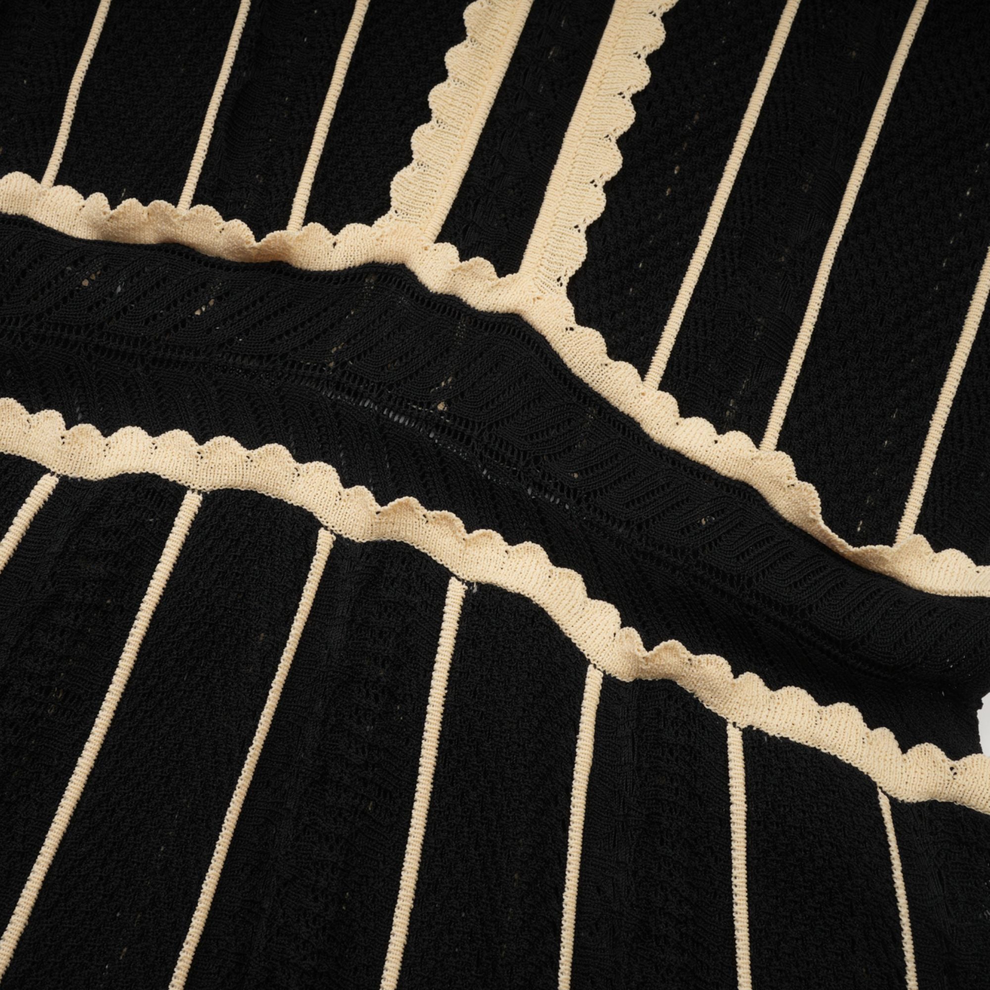 Maëlys black vertical-stripe netted maxi dress