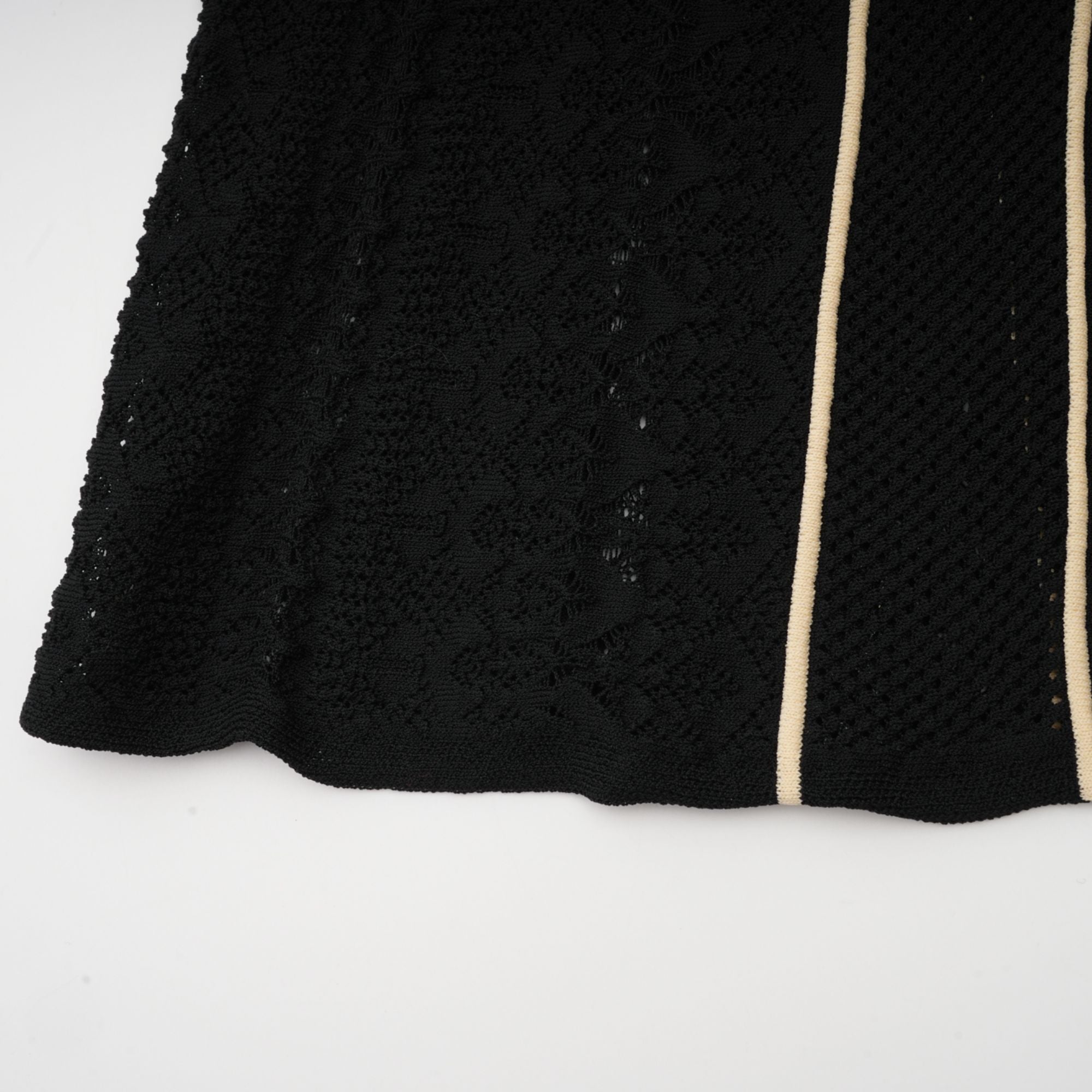 Maëlys black vertical-stripe netted maxi dress