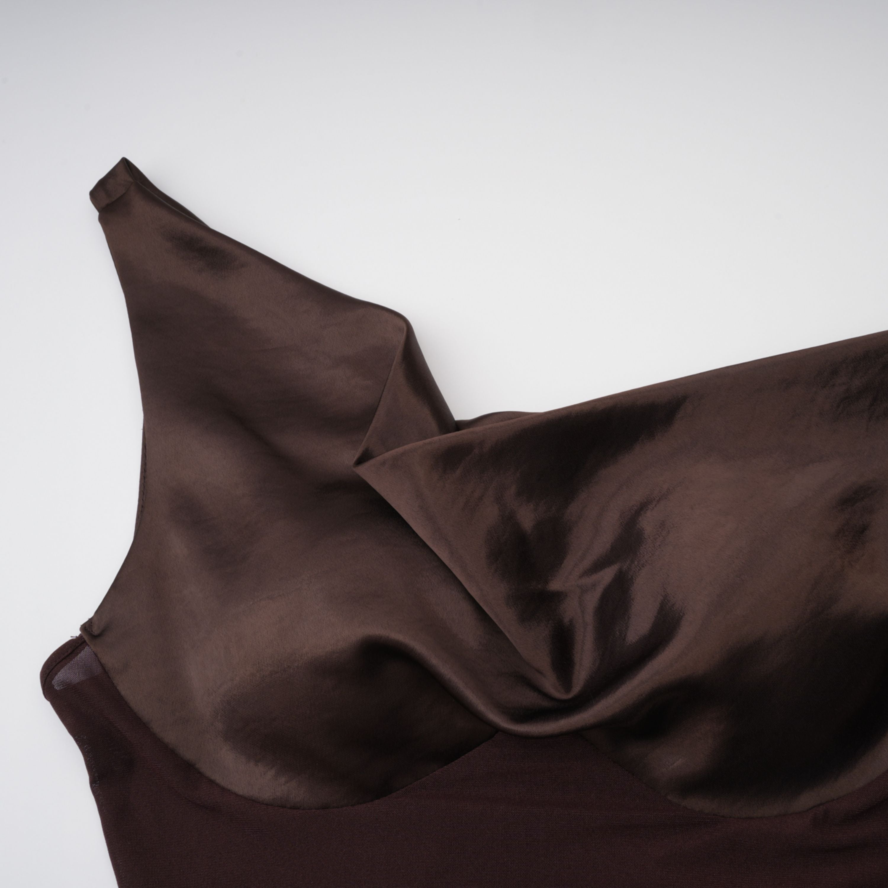 Pernilla Brown One Shoulder Satin Mini Dress (Final Sale-US Only)