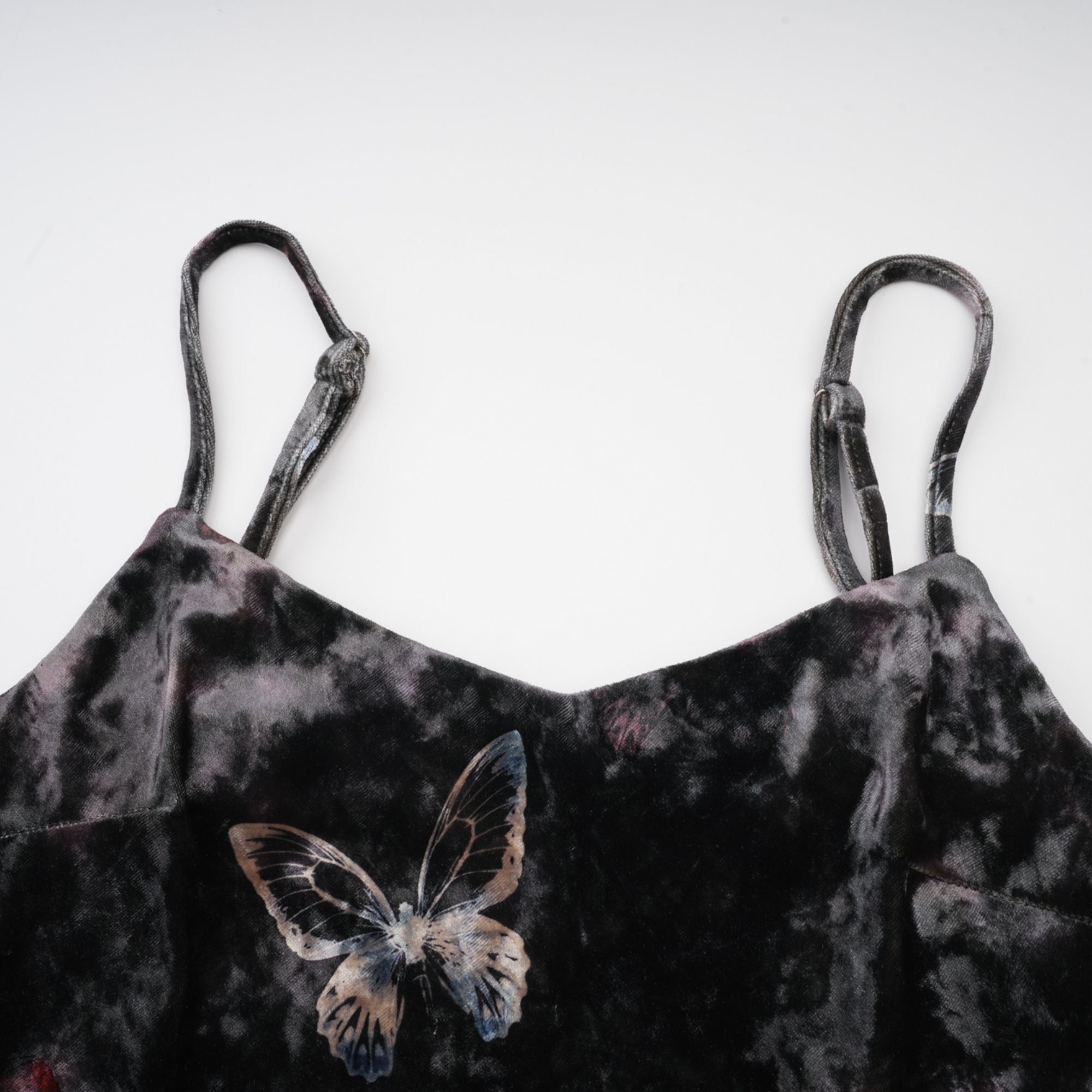 Blanche black butterfly-print velvet midi dress