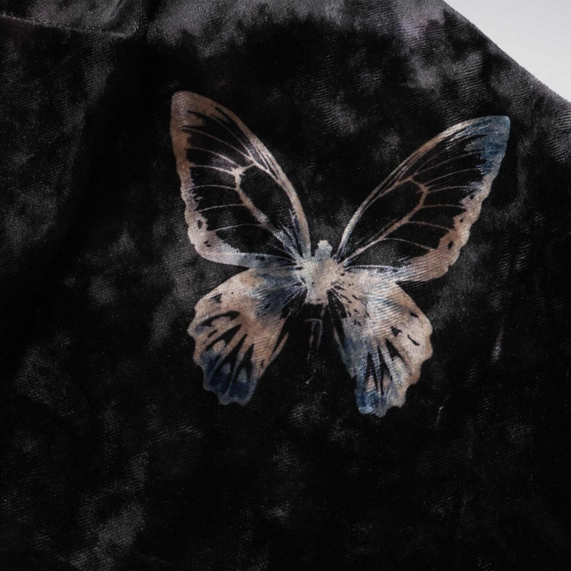 Blanche black butterfly-print velvet midi dress