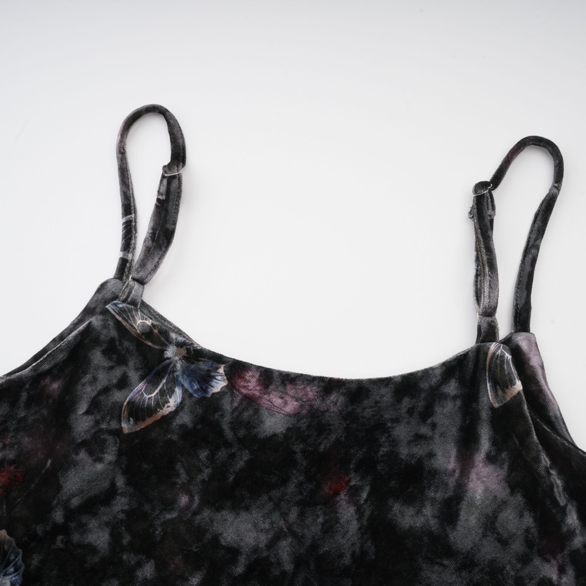 Blanche black butterfly-print velvet midi dress
