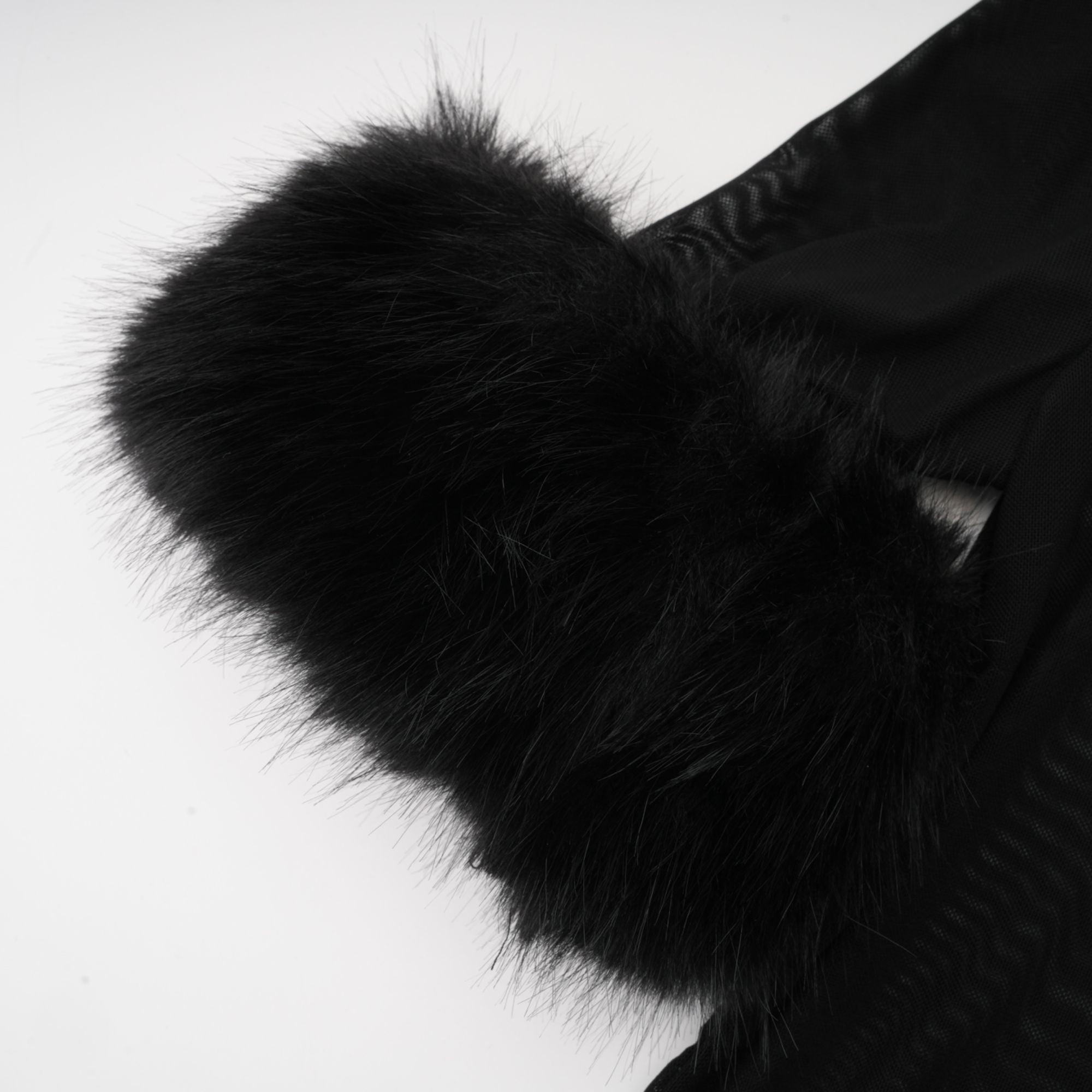 Ségolène black faux-fur tulle top