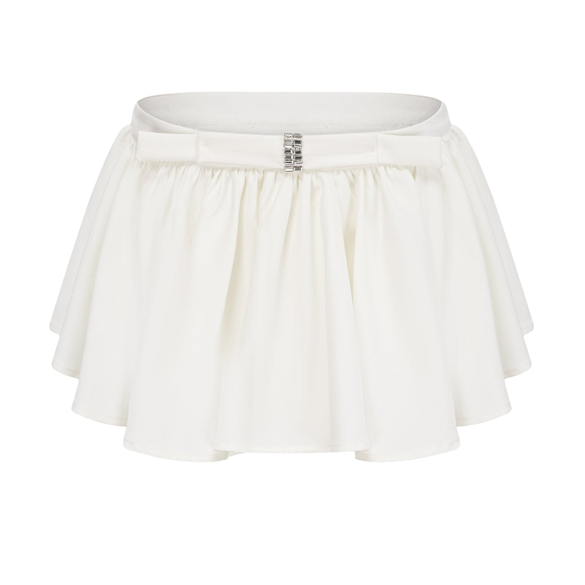 Andrea asymmetrical tulle blouse & skirt matching set in White