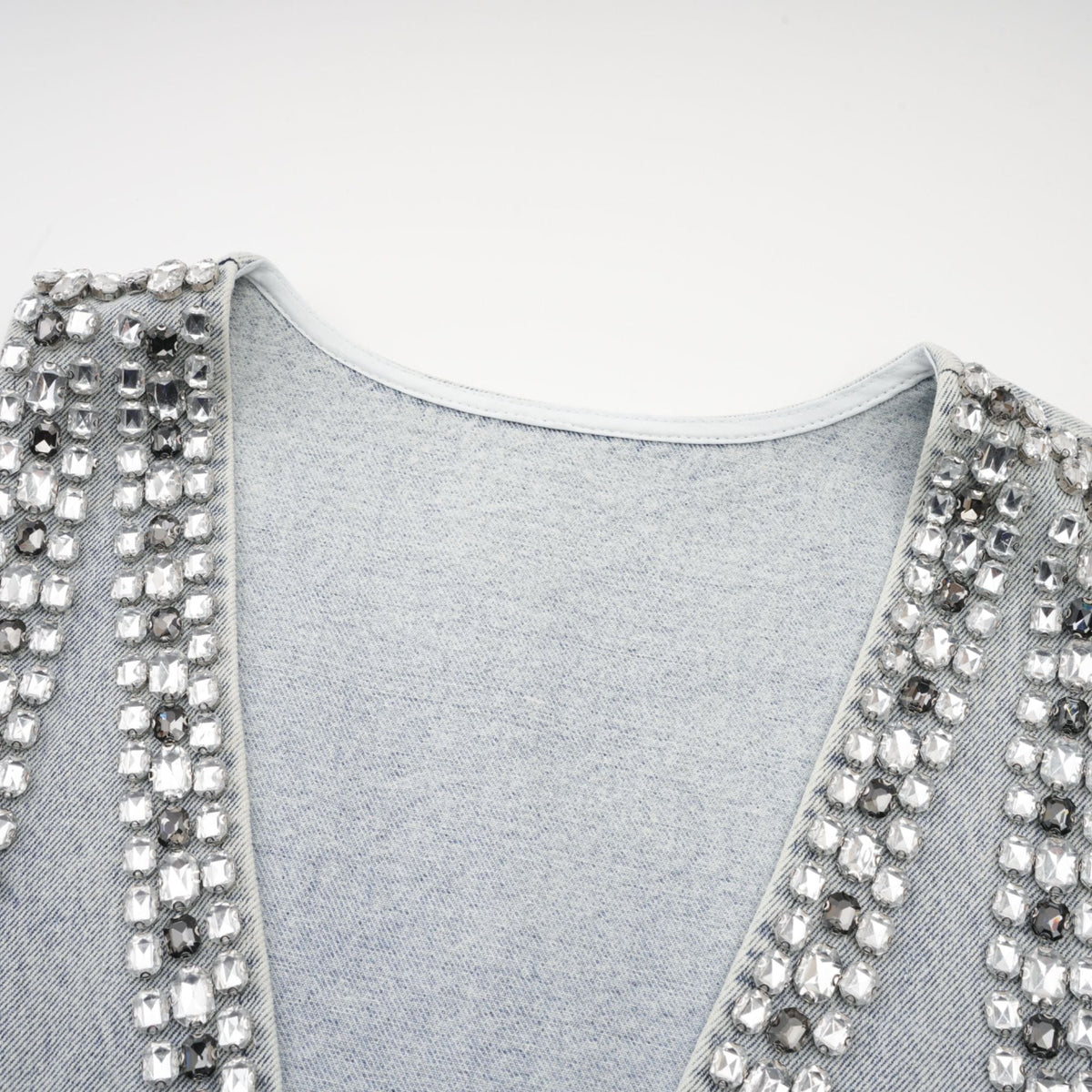 Daphné blue crystal sleeveless denim mini dress (Final Sale-US Only)