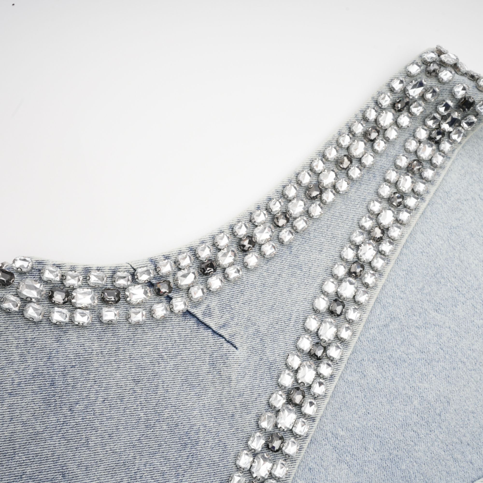 Daphné blue crystal sleeveless denim mini dress (Final Sale-US Only)