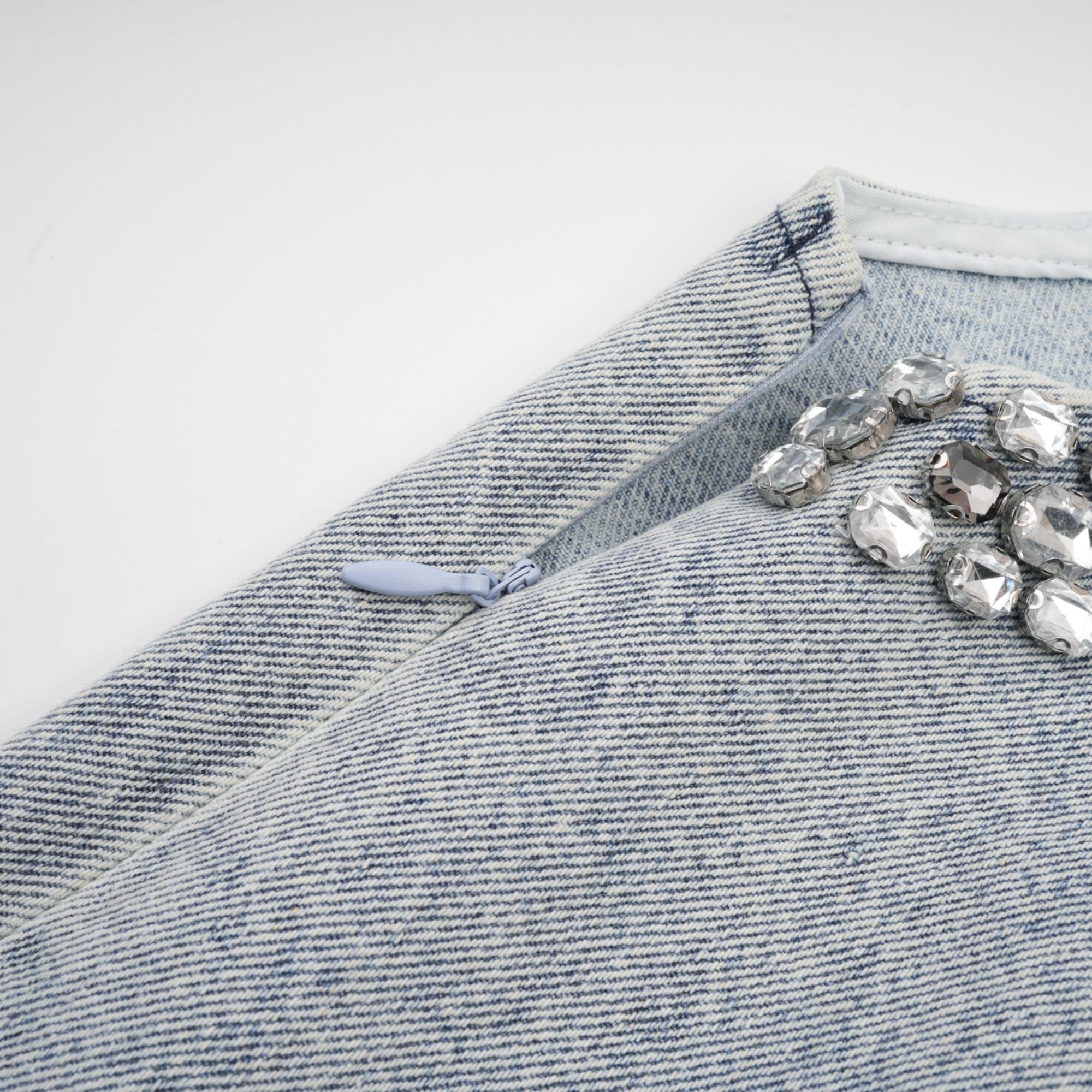 Daphné blue crystal sleeveless denim mini dress (Final Sale-US Only)