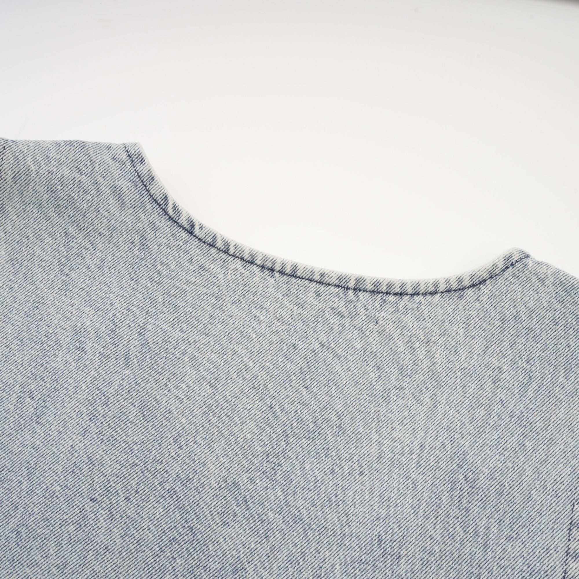 Daphné blue crystal sleeveless denim mini dress
