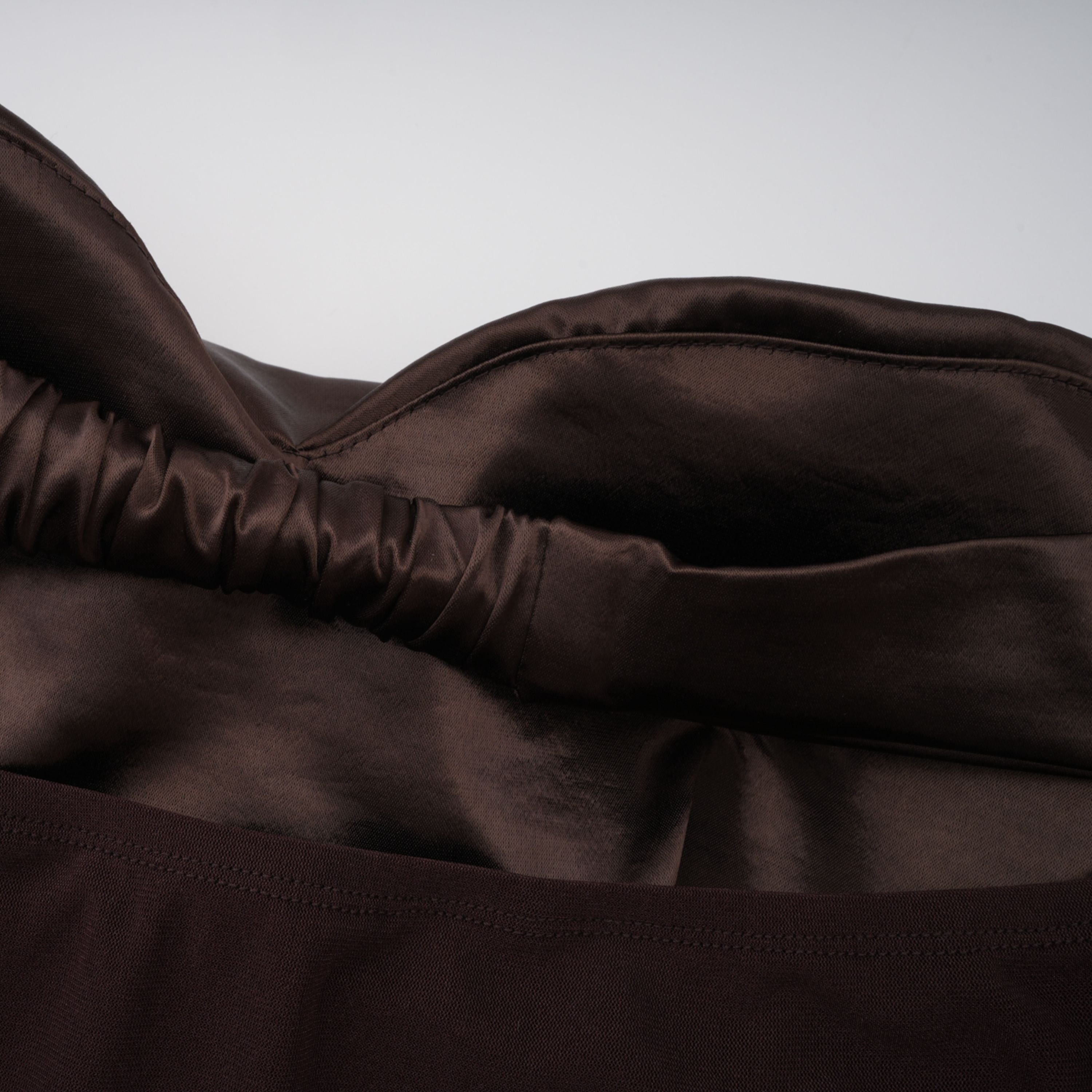 Gitta Brown Off Shoulder Satin Maxi Gown (Final Sale)