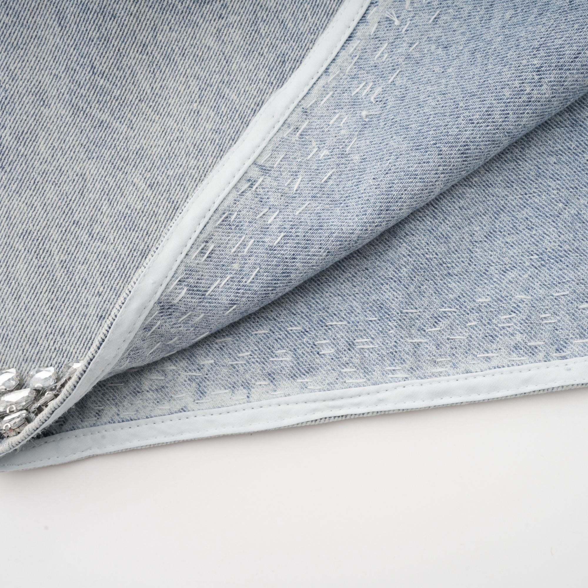 Daphné blue crystal sleeveless denim mini dress (Final Sale-US Only)