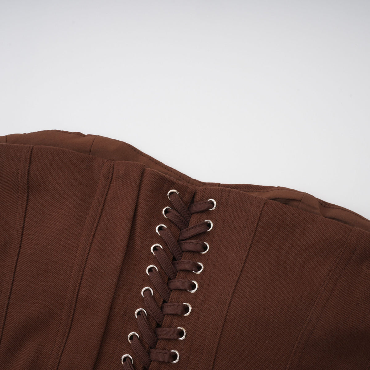 Indre Brown Lace Up Corset Crop Top