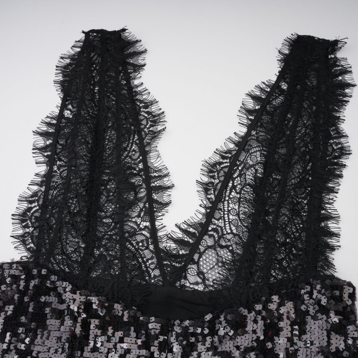 Ava Black Lace Panel Sequined Maxi Dress (Final Sale)
