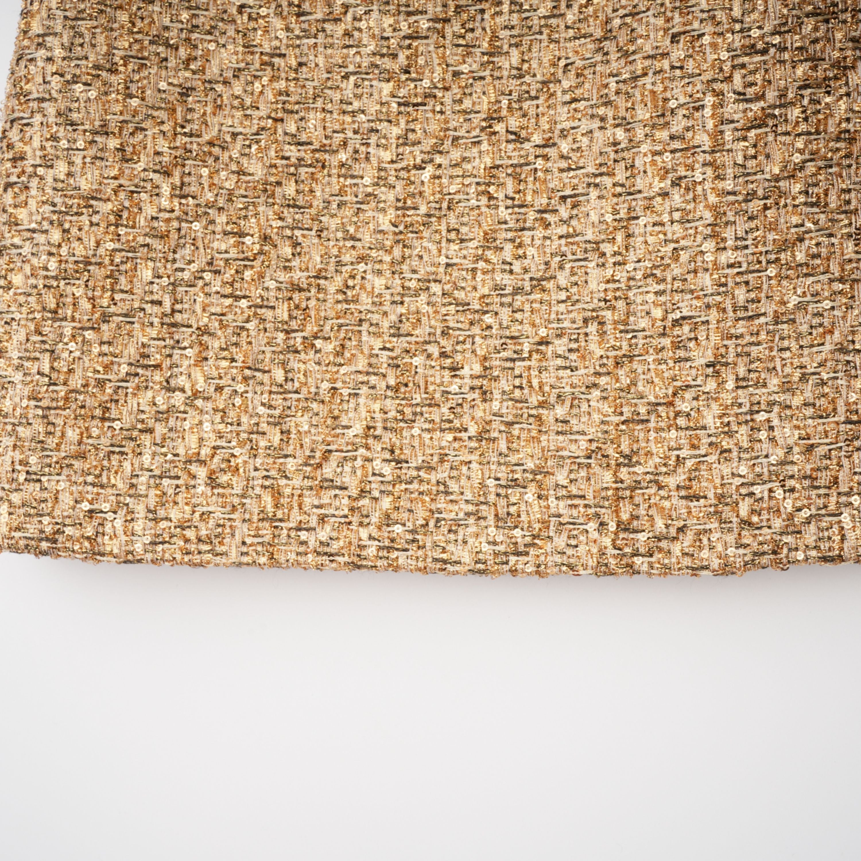 Arna Gold Sweetheart Neckline Tweed Mini Dress (Final Sale-US Only)