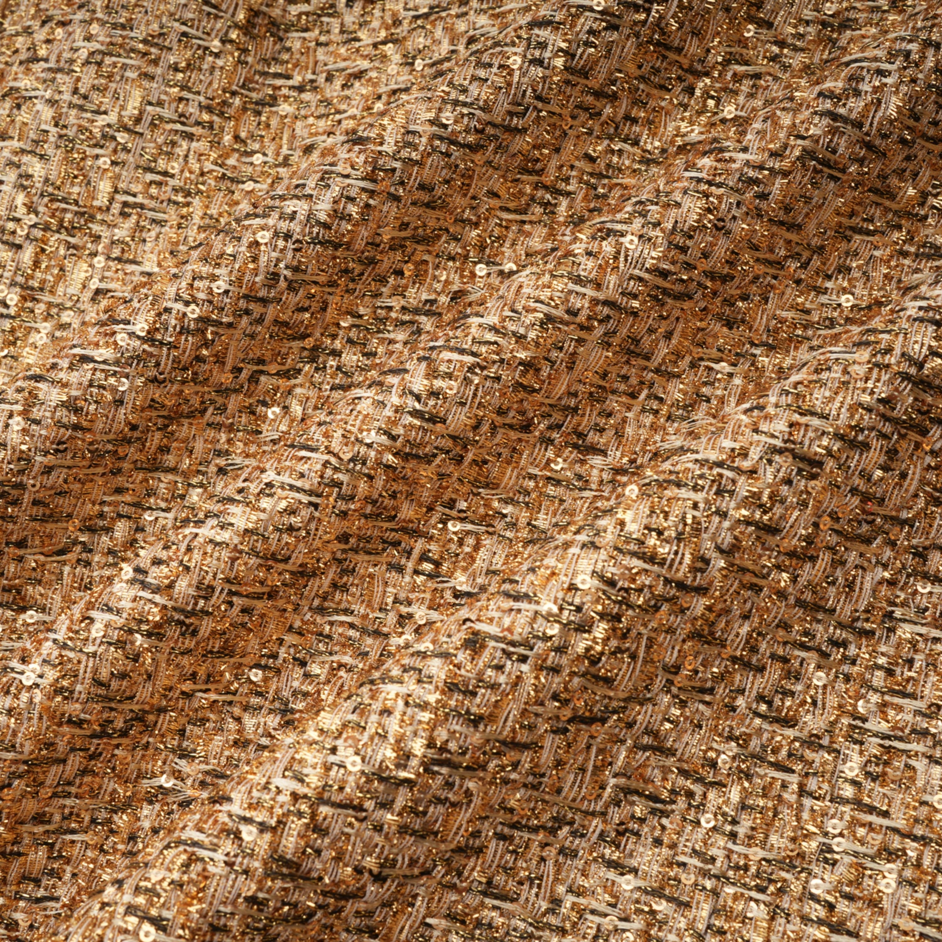 Arna Gold Sweetheart Neckline Tweed Mini Dress (Final Sale)