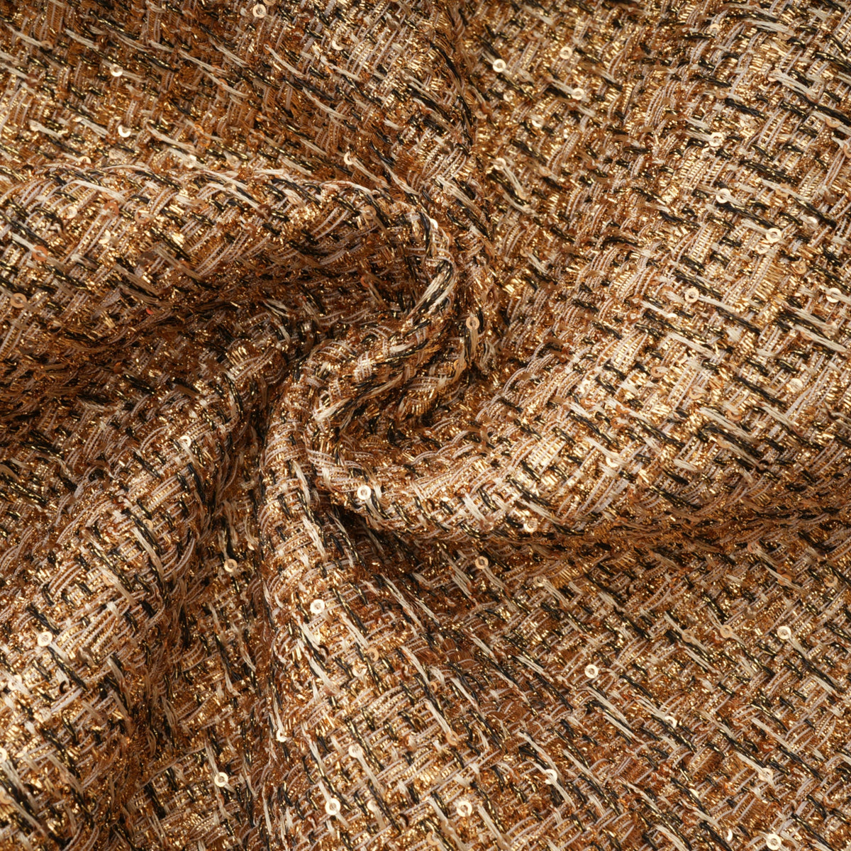 Arna Gold Sweetheart Neckline Tweed Mini Dress (Final Sale)